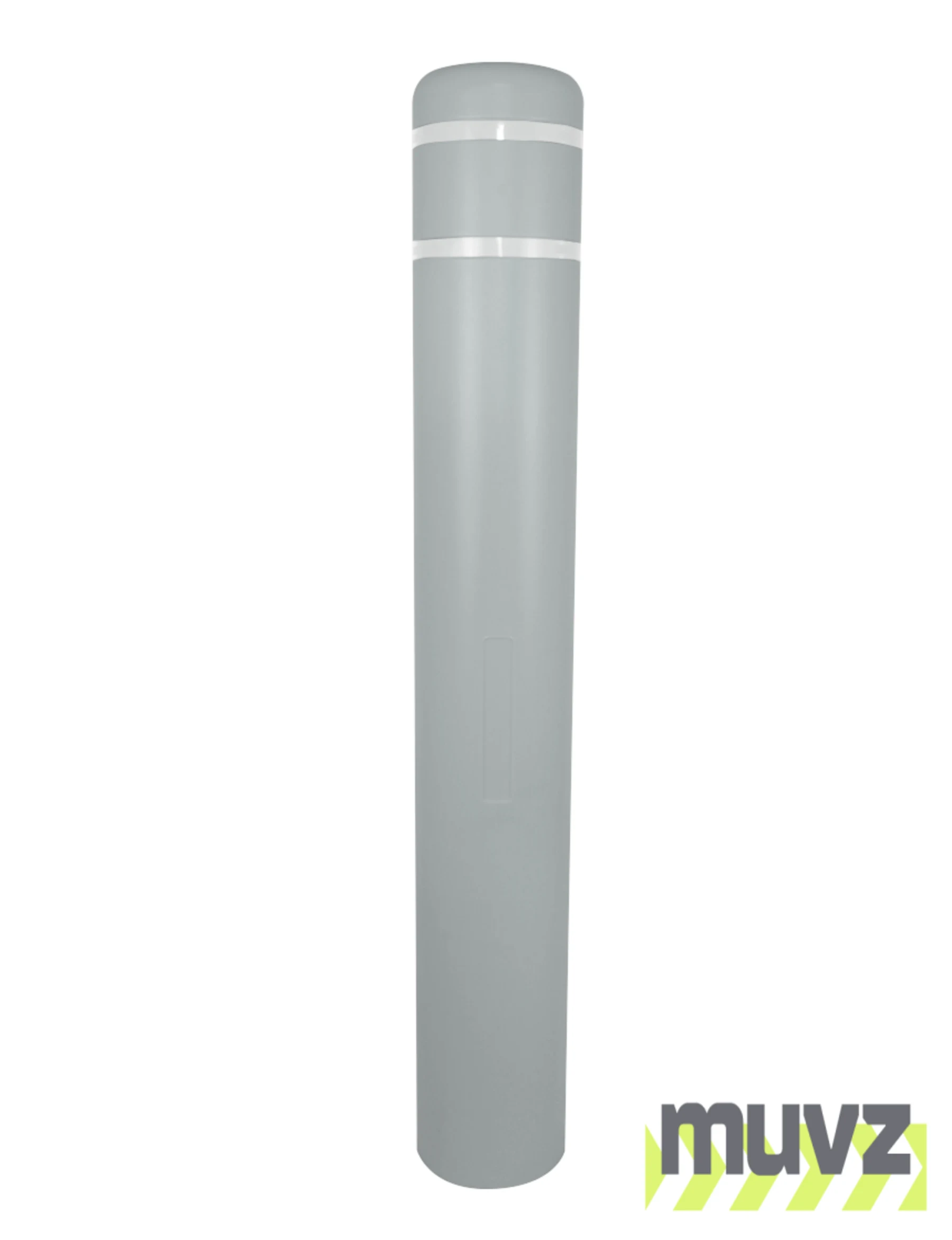 7\" x 52\" Gray Bollard Cover with Two (2) White Reflective Stripes