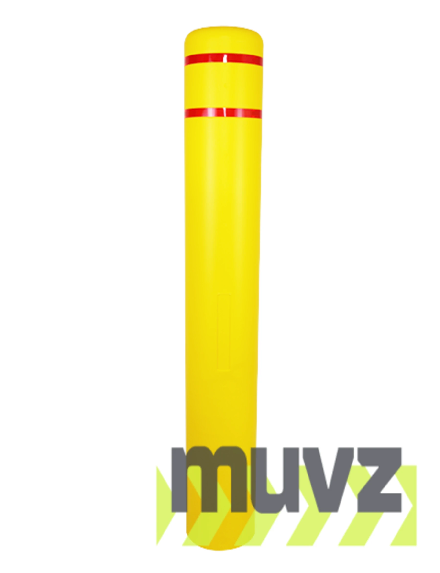 7\" x 52\" Yellow Bollard Cover with Two (2) Red Reflective Stripes