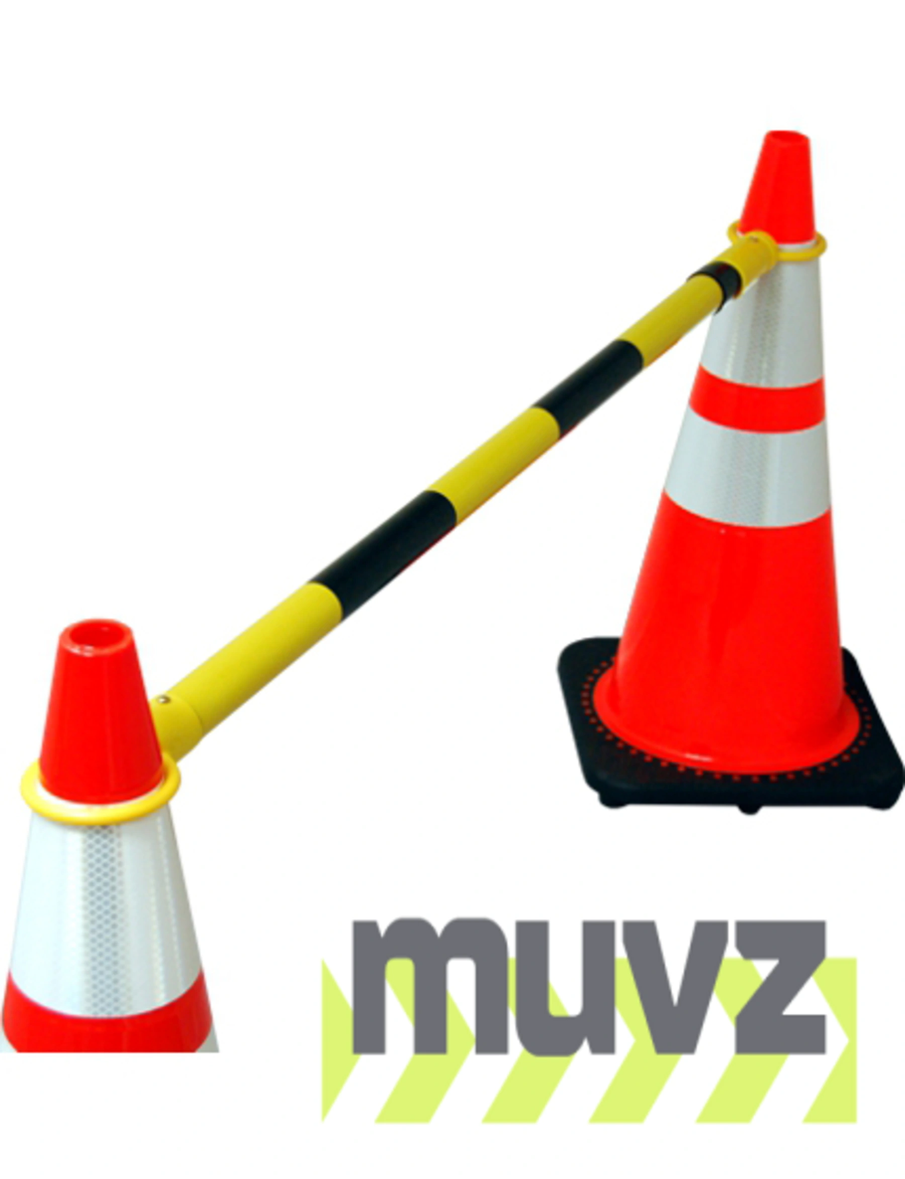 4\u0027 - 7\u0027, \u0027STANDARD\u0027, Black \u0026 Yellow Reflective Cone Bar