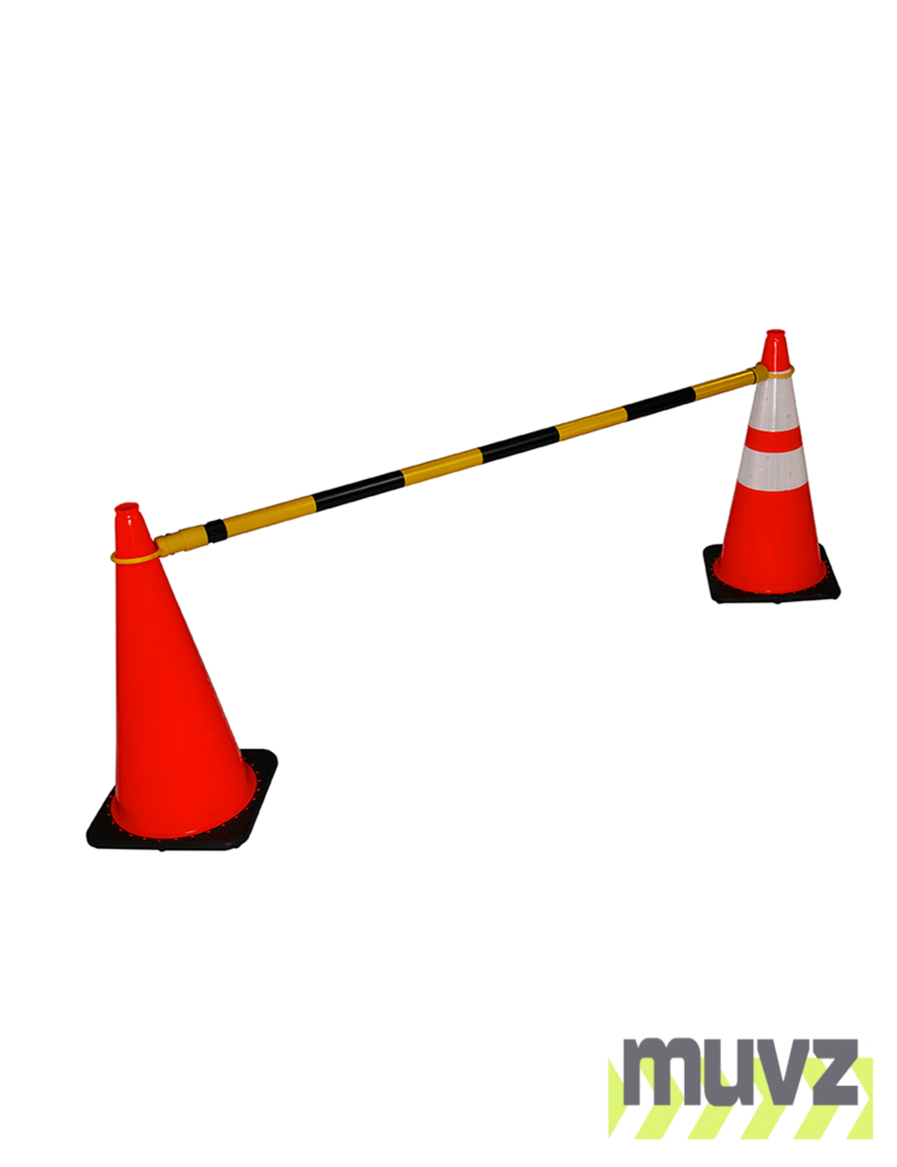 6\u0027 - 10\u0027, \u0027WORKZONE\u0027, Black \u0026 Yellow Reflective Cone Bar