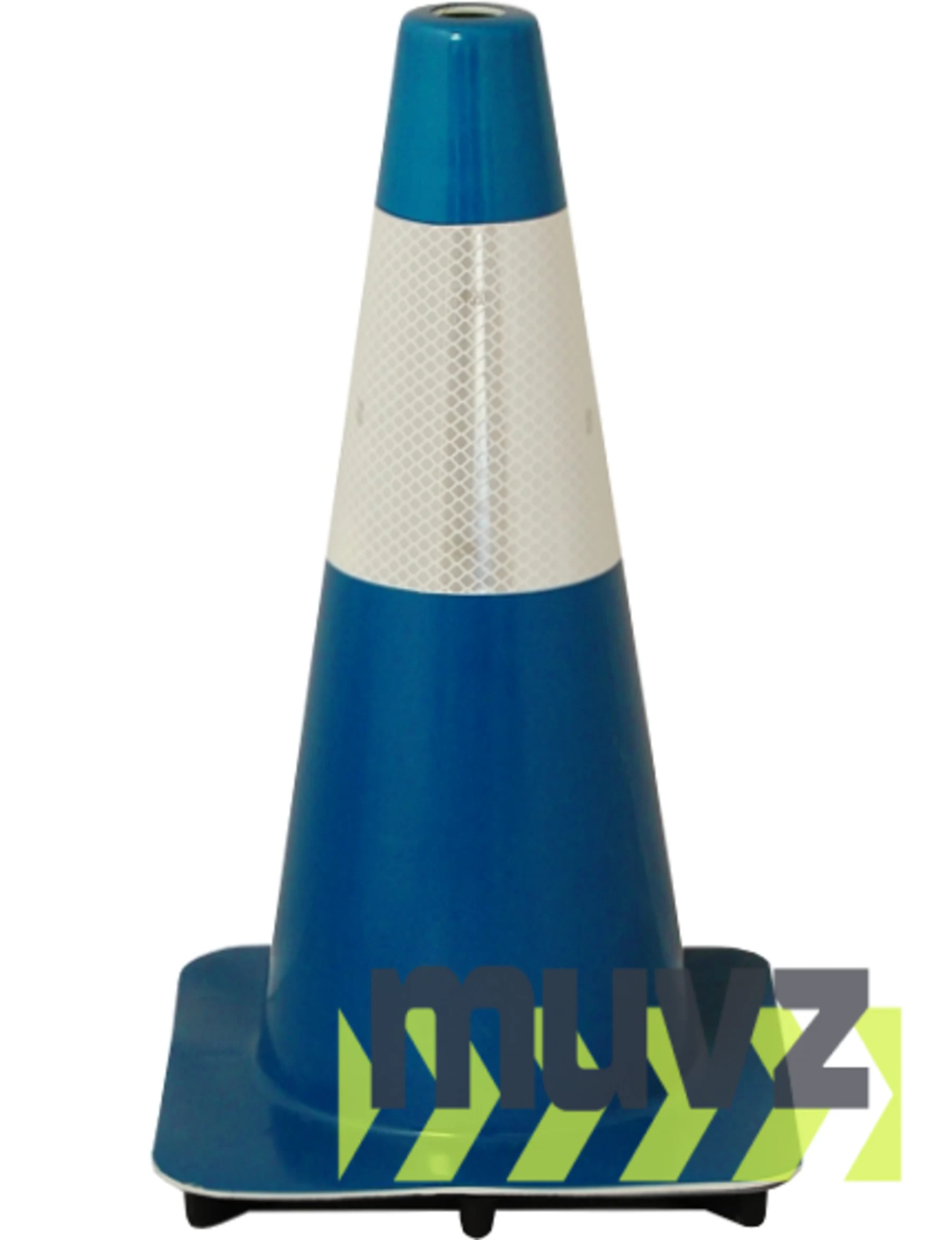 Blue 18\" Flow Molded Traffic Cone w/6\" Reflective Collar