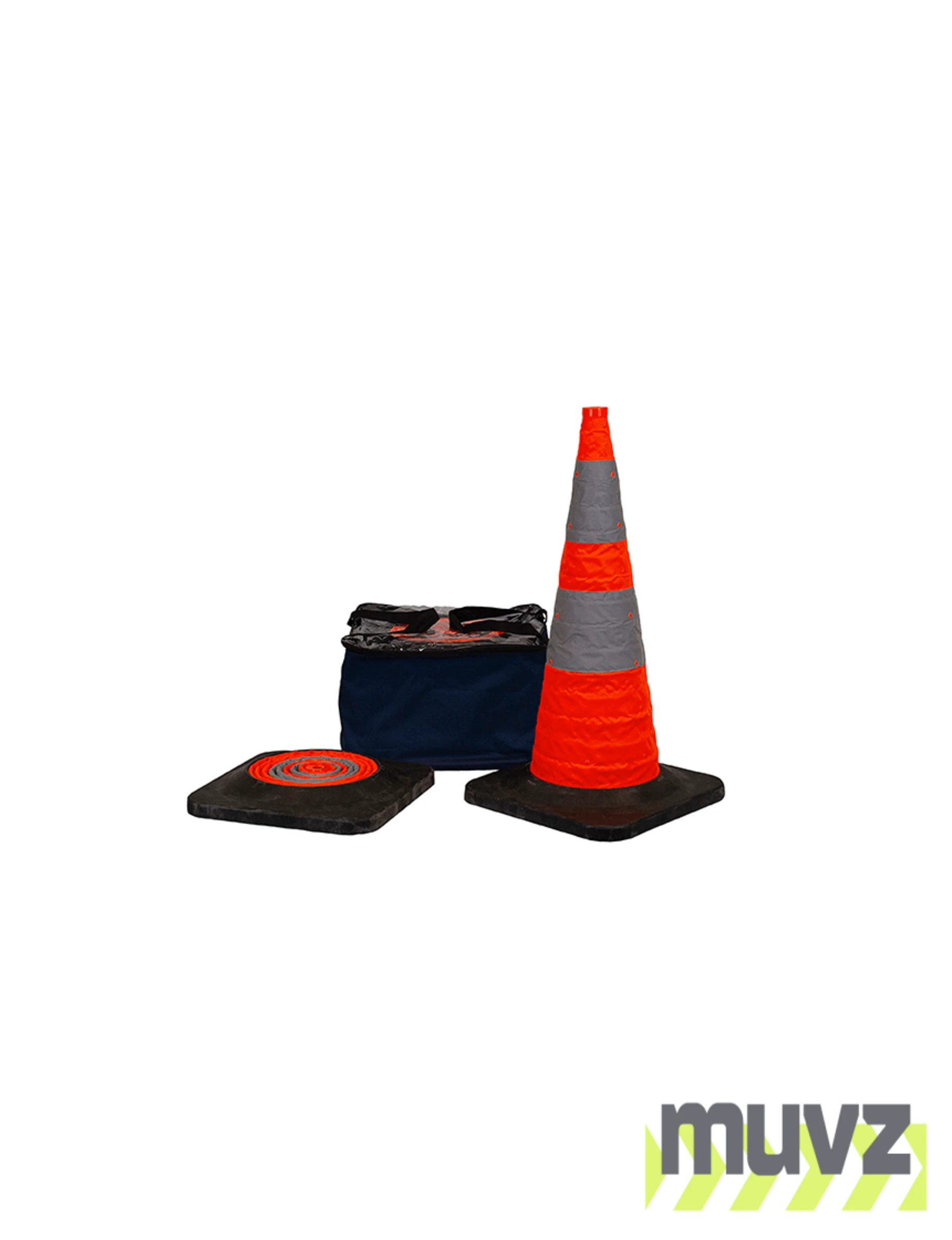 30\" Collapsible Cone Kit (5 Cones) with two (2) Reflective Collars and Heavy Duty Rubber Base