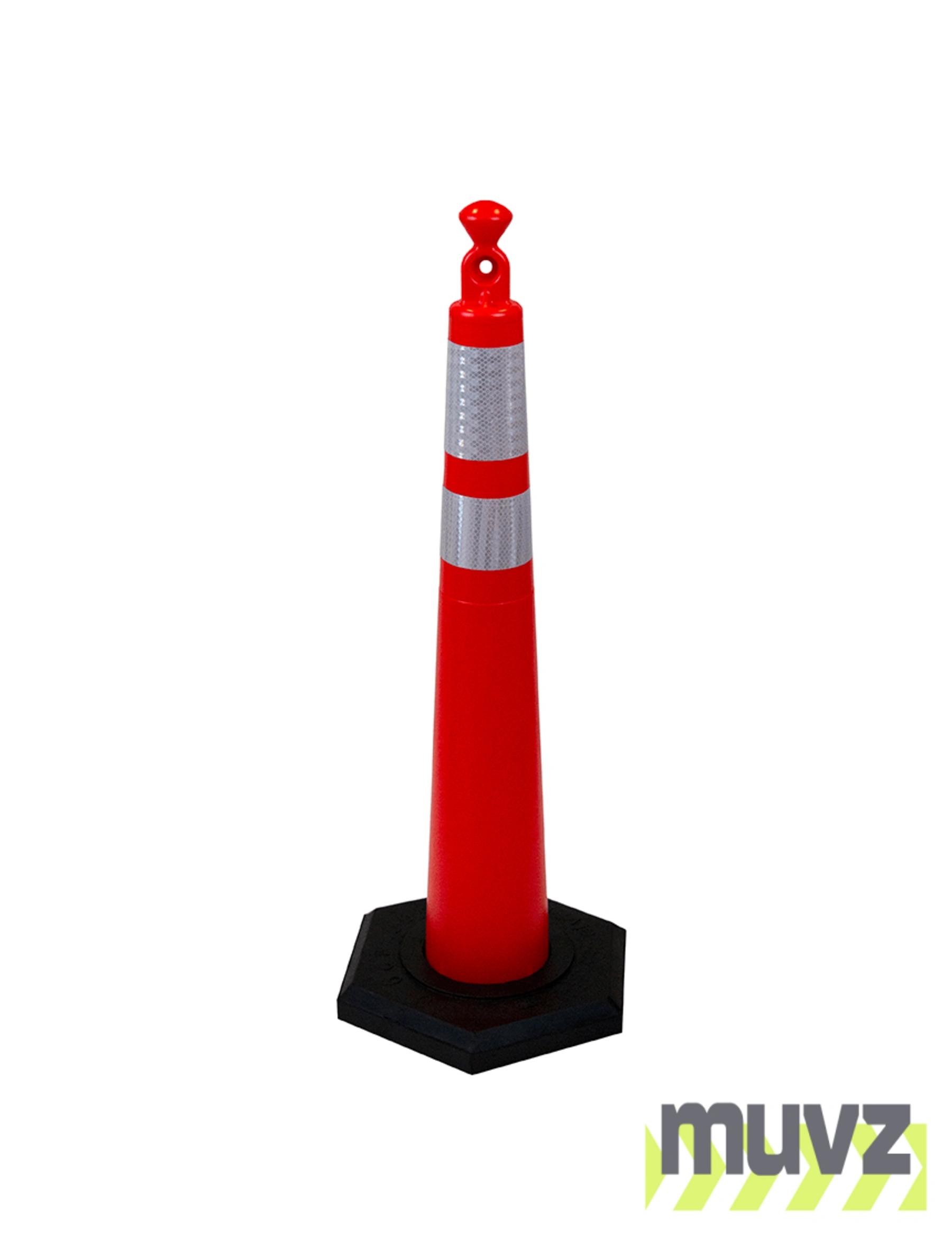 42\" Grabber Cone with 6\" \u0026 4\" Reflective Collar and 16 Lb. Recycled Rubber Base