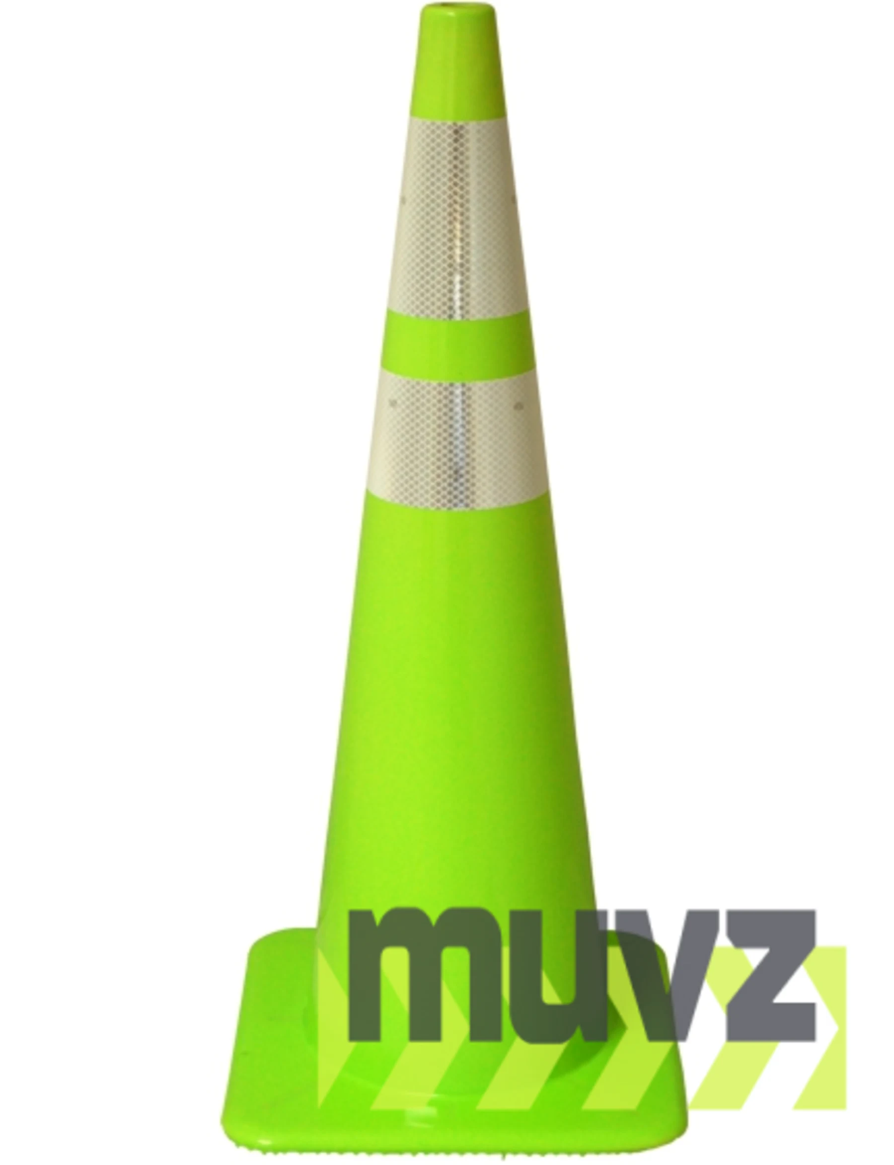 Lime 36\" Flow Molded Traffic Cone w/ 6\" \u0026 4\" Reflective Collars