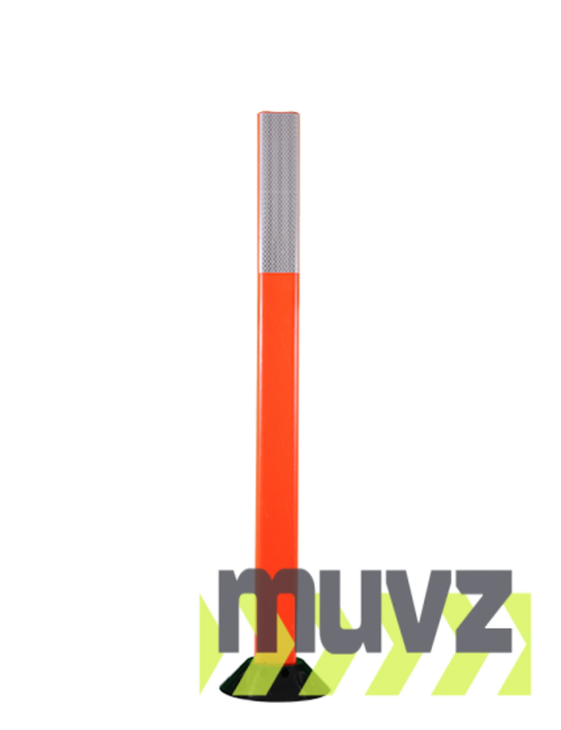 42\" Orange Cloverleaf Delineator w/two (2) 3\" white reflective collars \u0026 Concrete Mounting Hardware