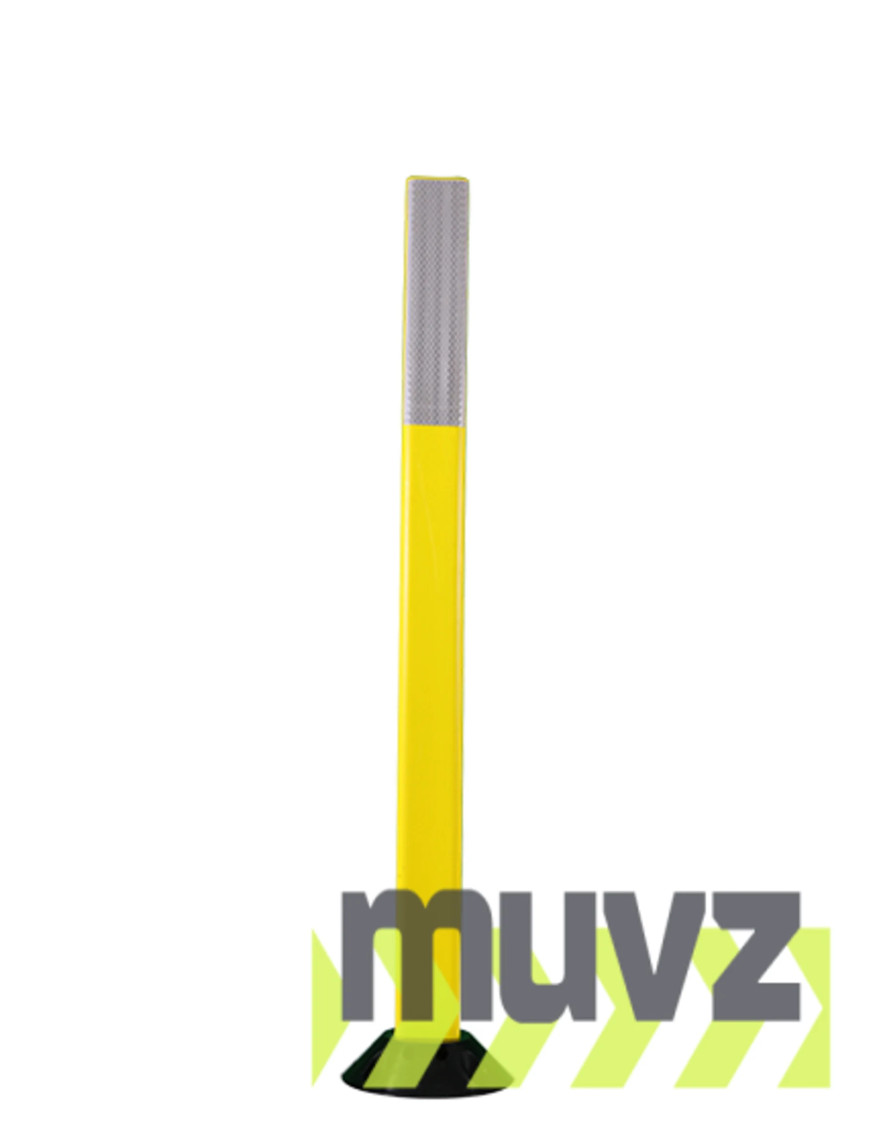42\" Yellow Cloverleaf Delineator w/two (2) 3\" white reflective collars \u0026 Adhesive Mounting Hardware
