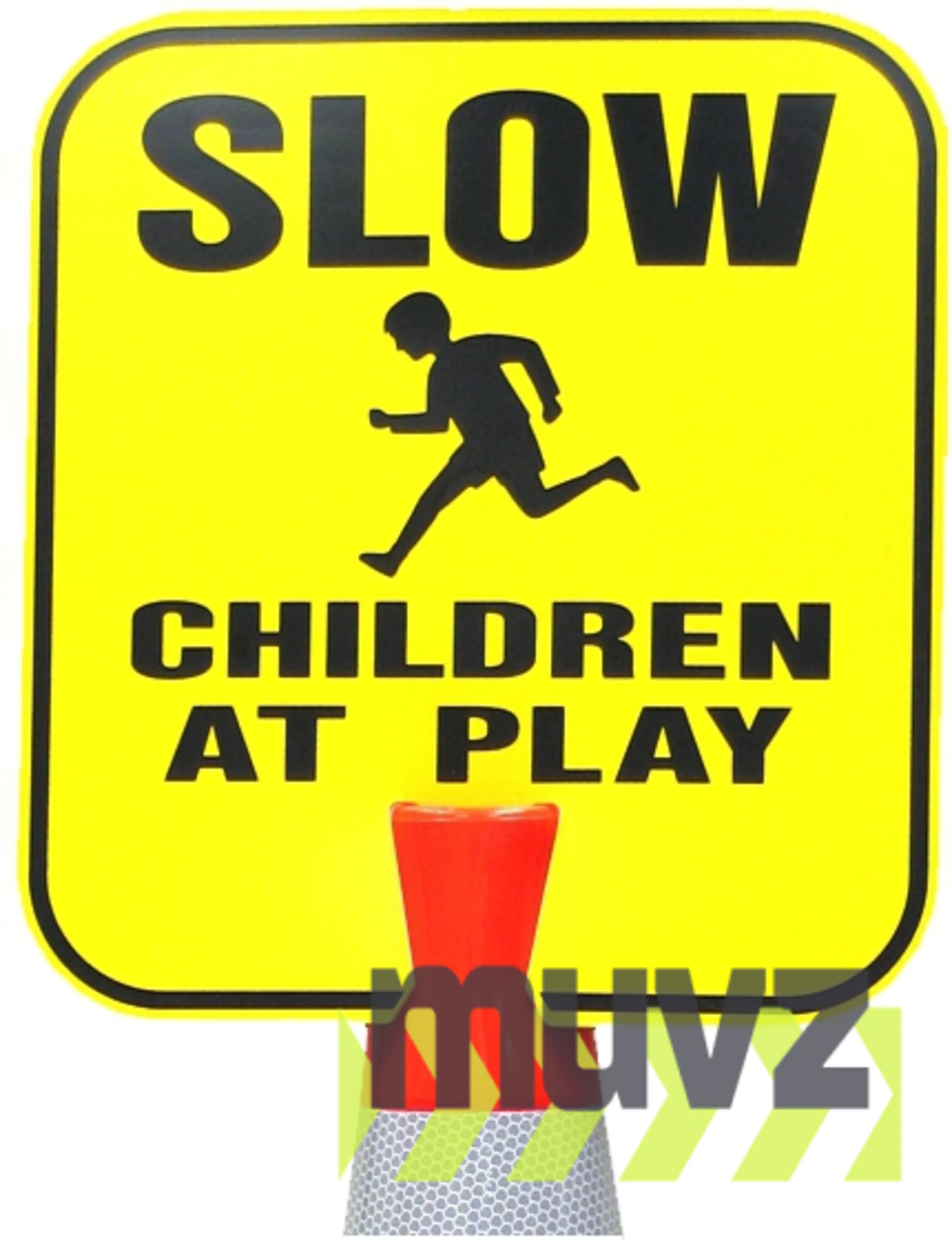 Double Sided, Non-Reflective, Slow Children At Play Clip-On-Sign
