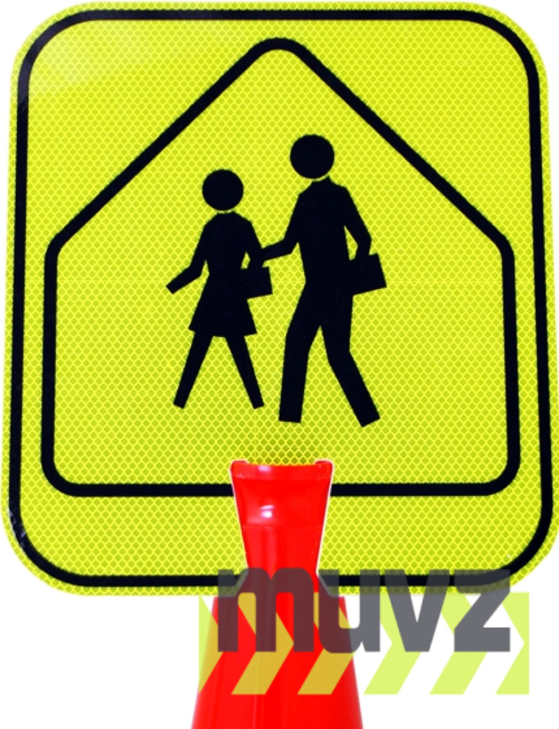 12\" x 13 1/4\", Reflective Clip On Sign, Pedestrian Crossing Symbol (Yellow)