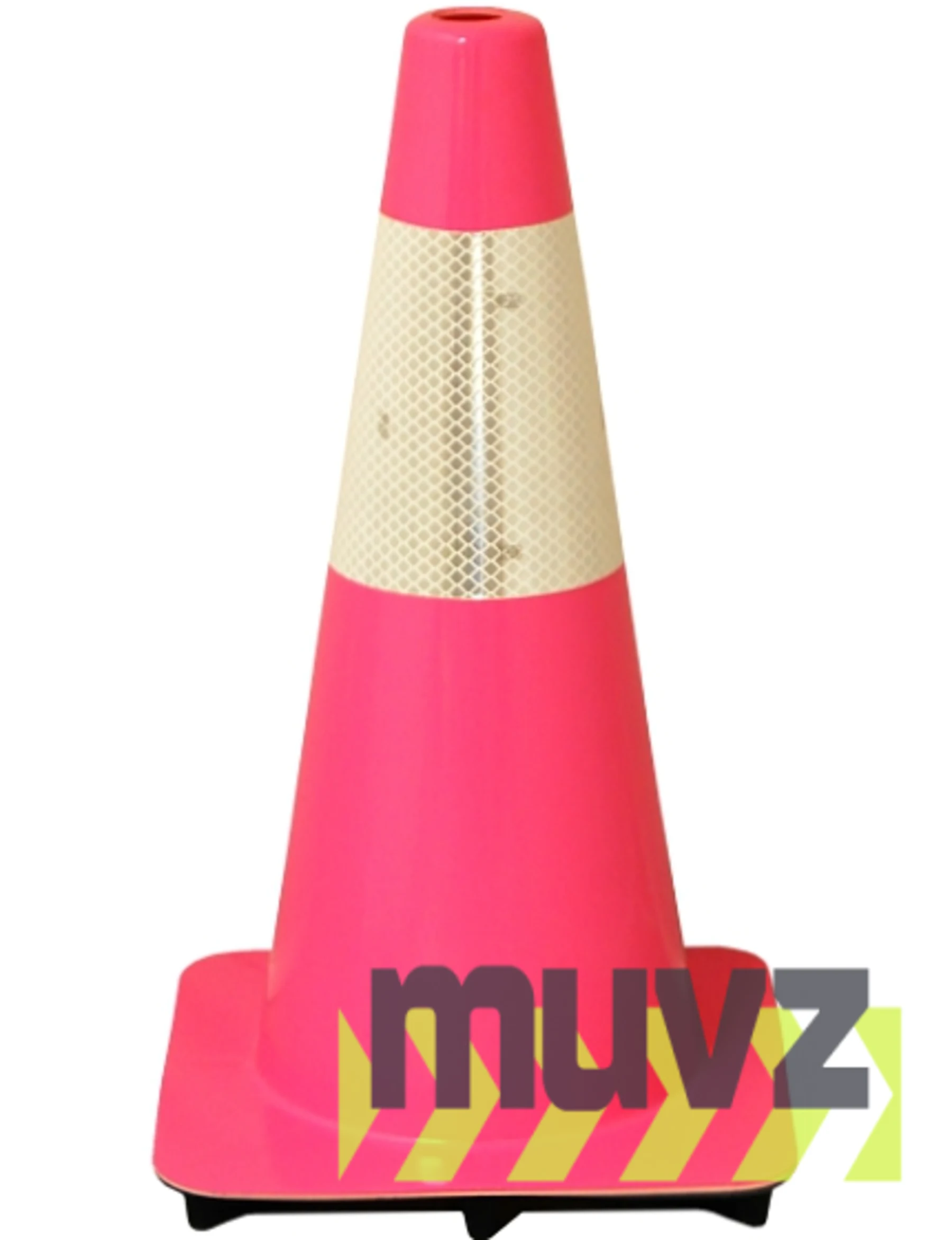 Pink 18\" Flow Molded Traffic Cone w/6\" Reflective Collar