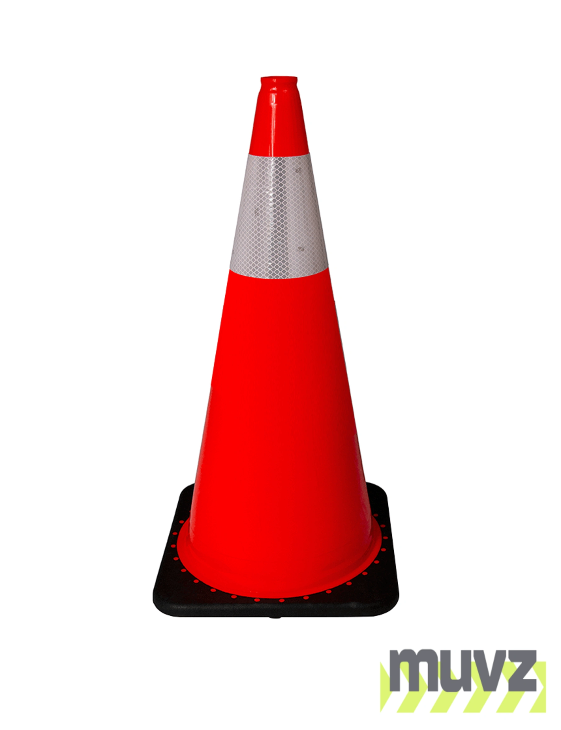 Orange 28\" 5.5 Lb. Black Base Cone with 6\" Reflective Collar