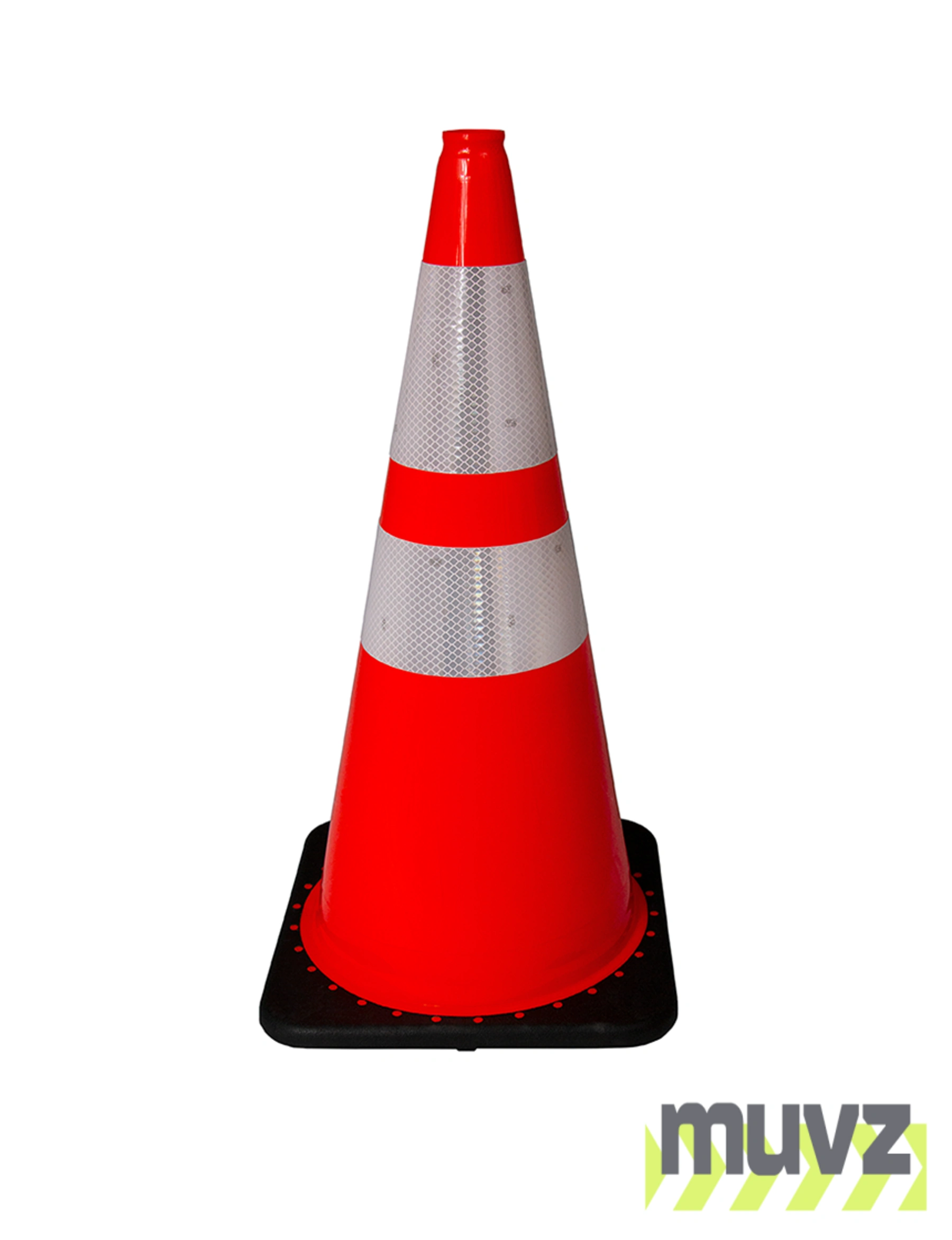 Orange 28\" 5.5 Lb. Black Base Cone with 6\" \u0026 4\" Reflective Collar