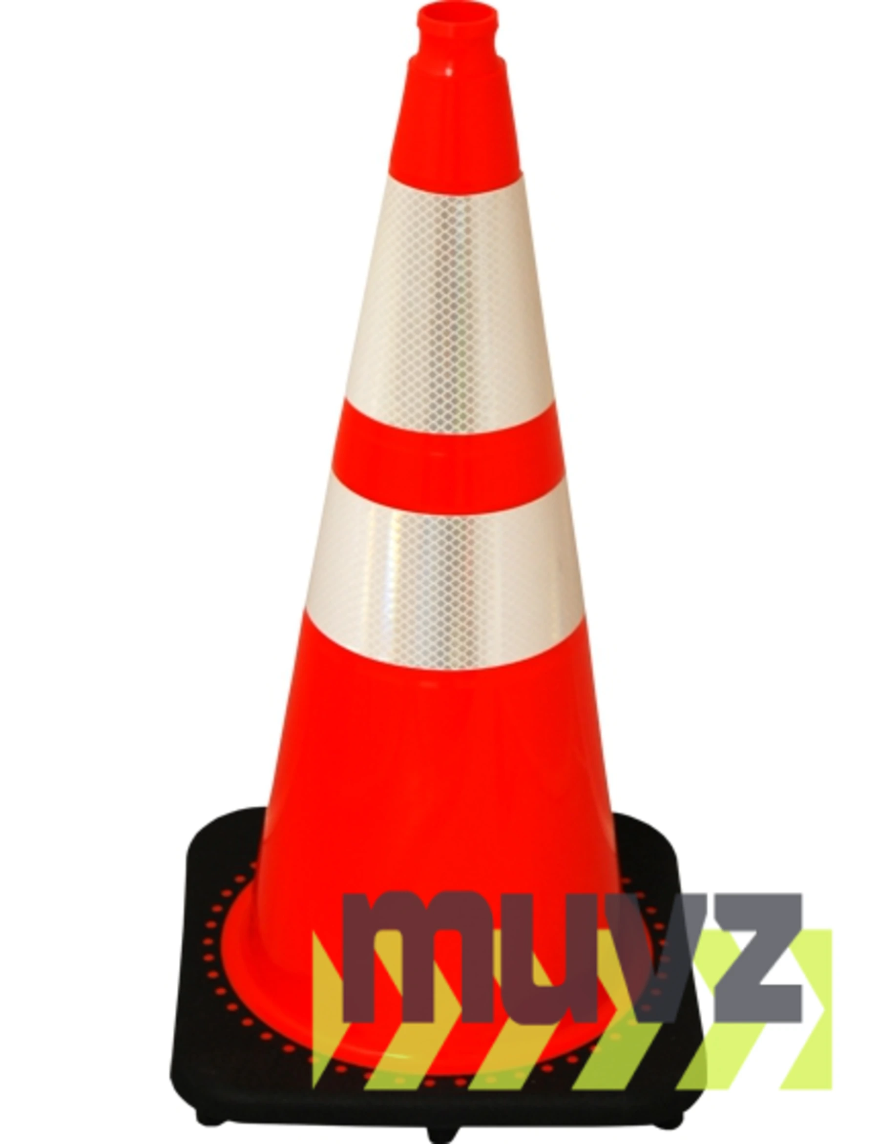 Orange 28\" 7.0 Lb. Black Base Cone with 6\" \u0026 4\" Reflective Collar