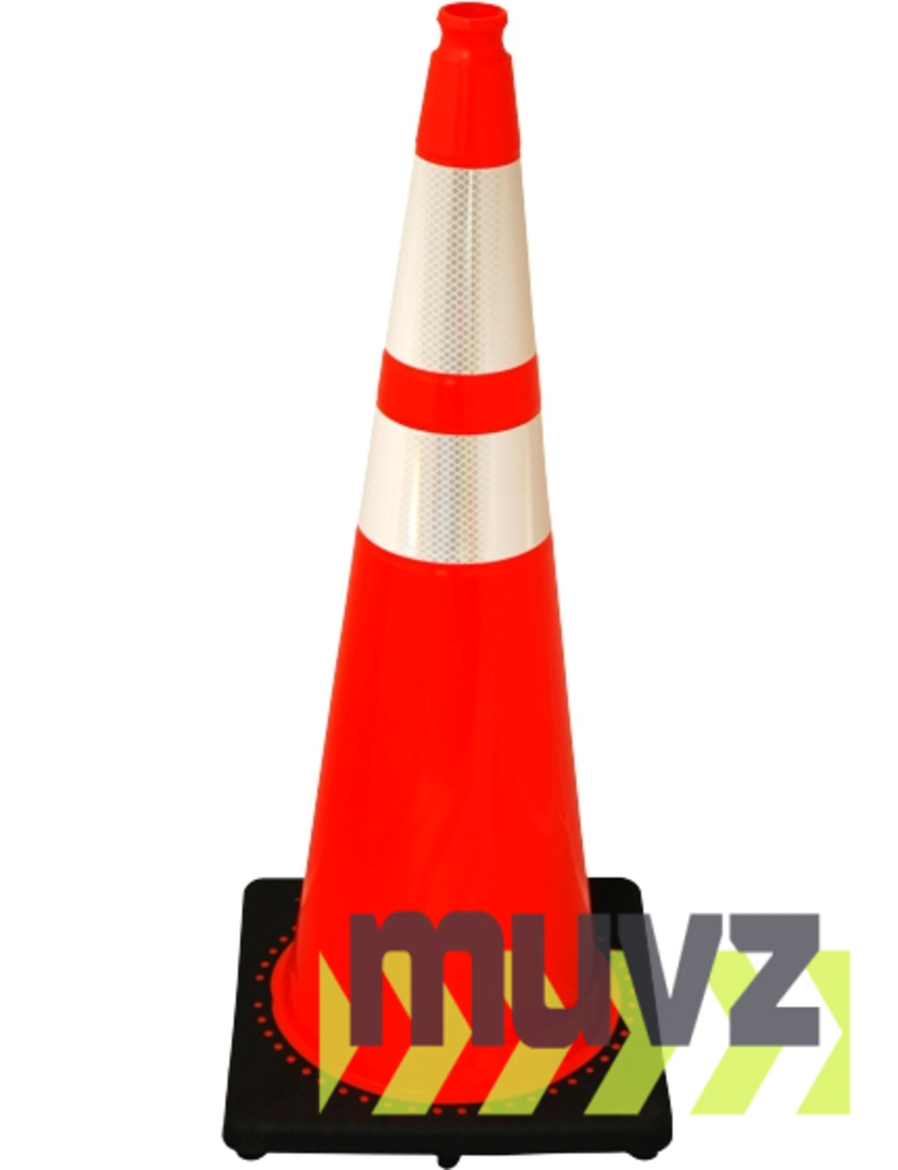 Orange 36\" 12.0 Lb. Black Base Cone with 6\" \u0026 4\" Reflective Collars