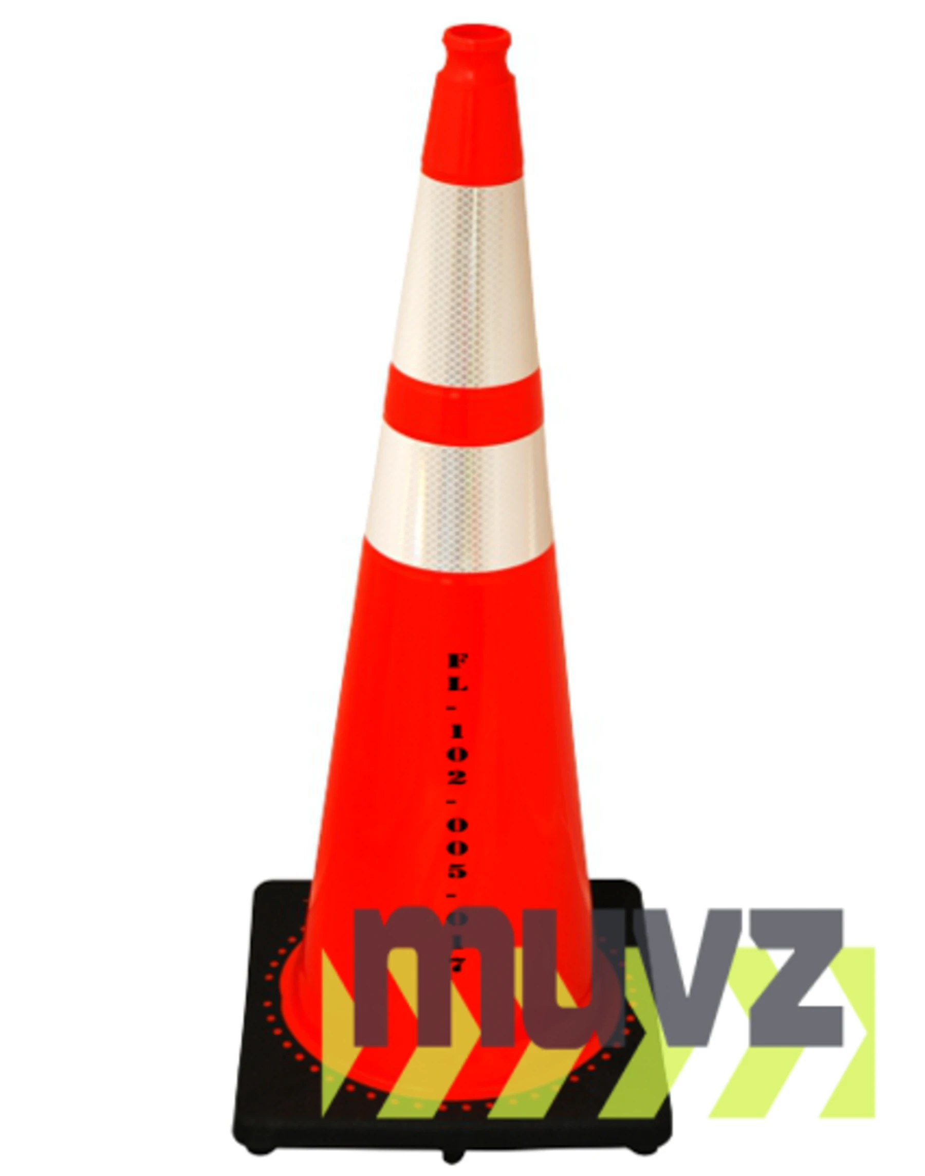 Florida DOT Approved Orange 36\" 12.0 Lb. Black Base Cone with 6\" \u0026 4\" Reflective Collars