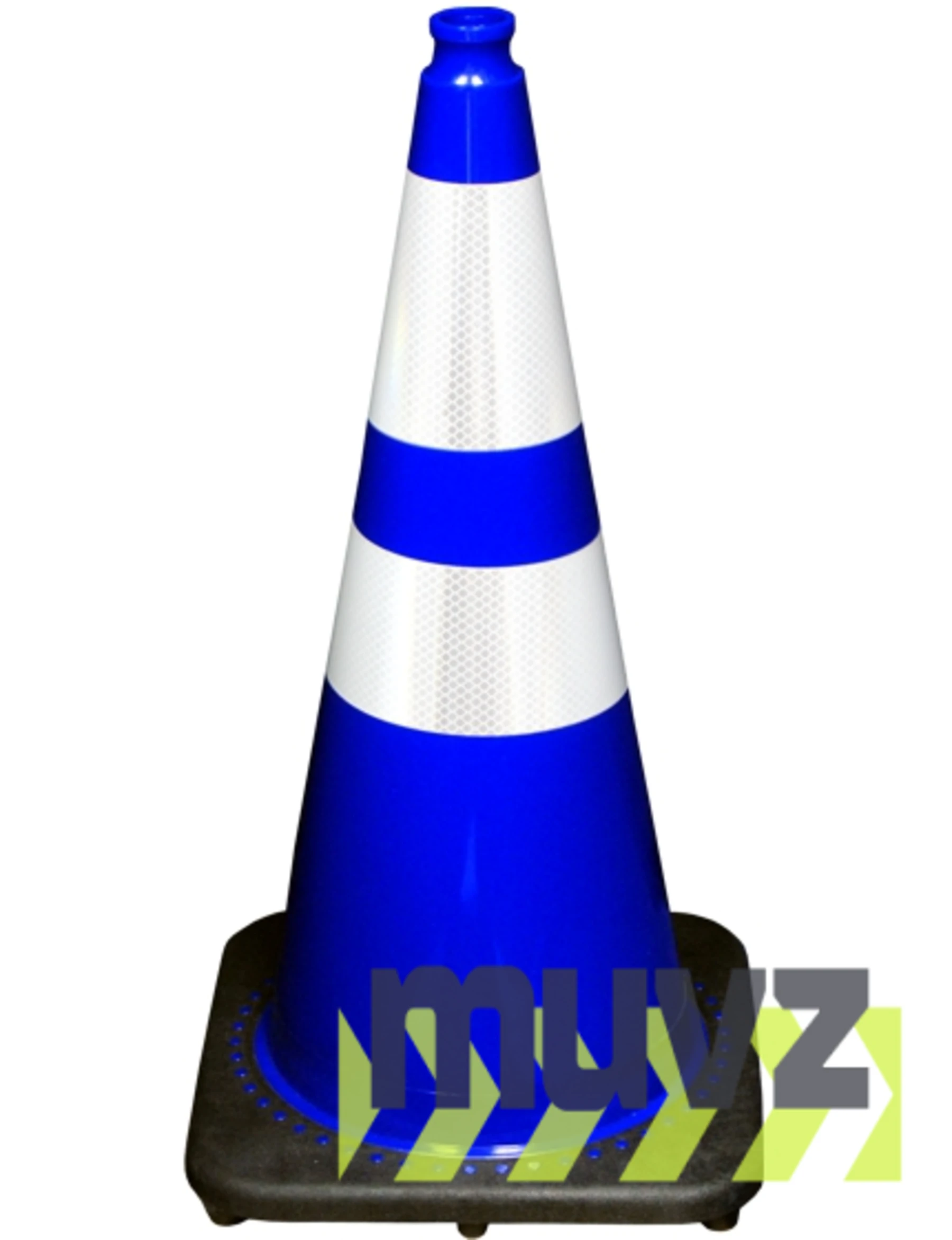 28\" Blue Traffic Cone w/6\" \u0026 4\" Reflective Collars
