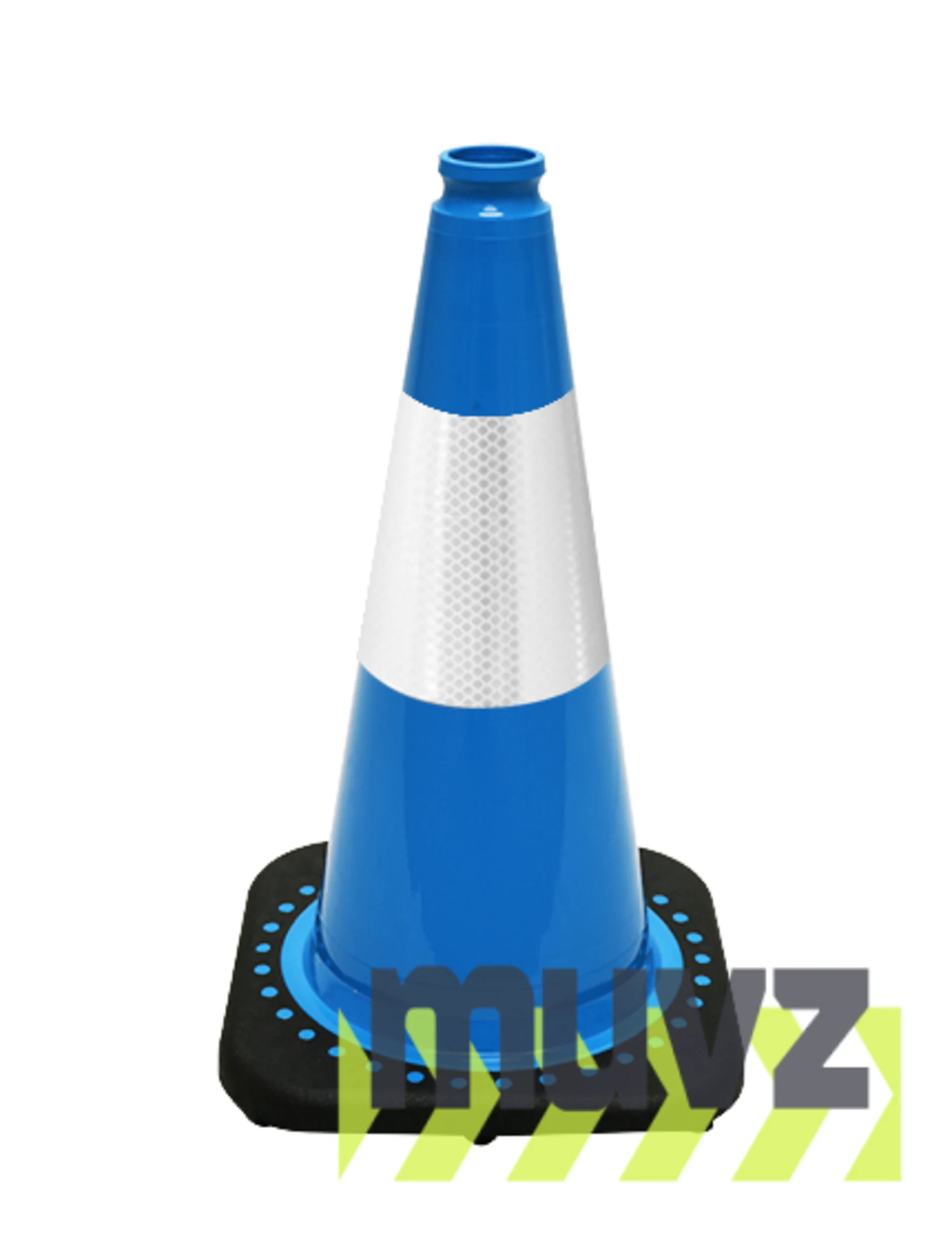 Light Blue 18\" Black Base Cone w/6\" Reflective Collar