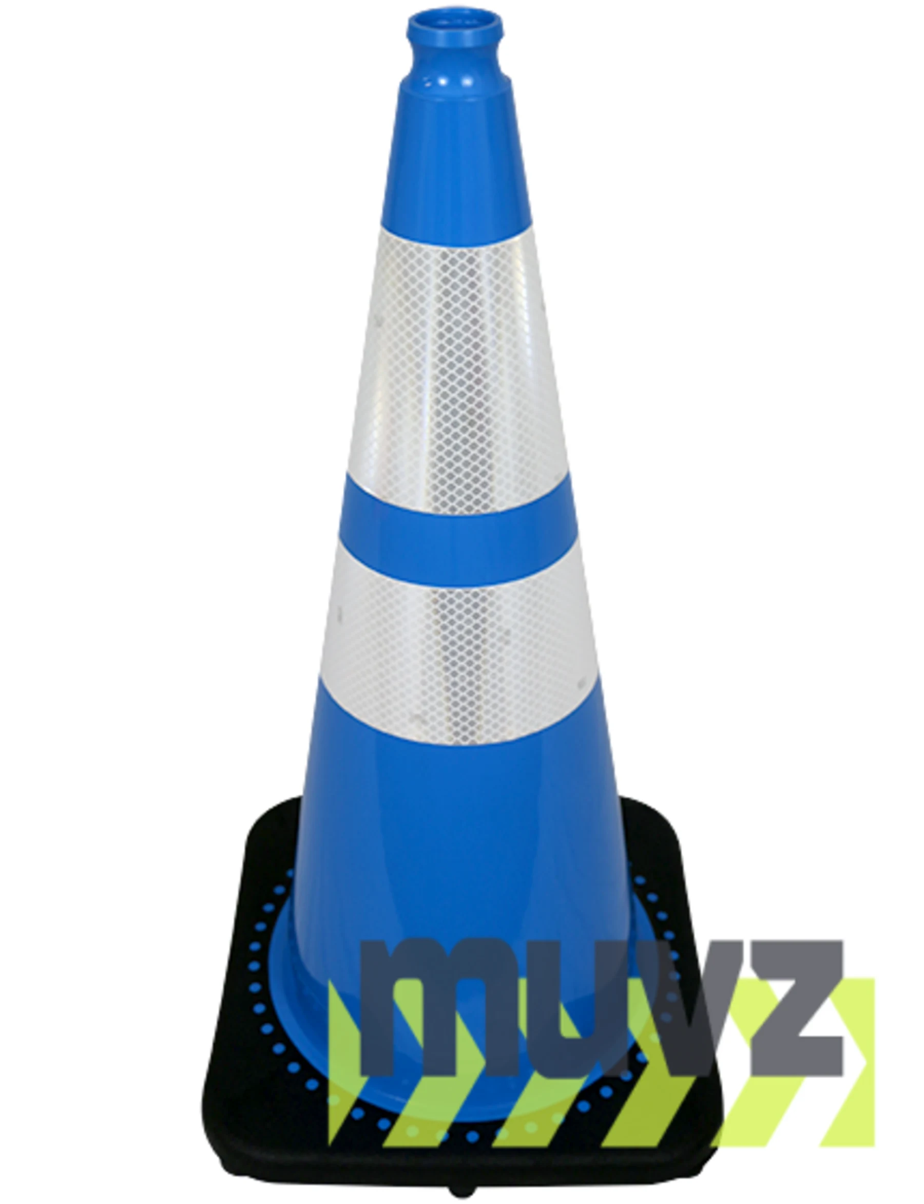 28\" Light Blue Traffic Cone w/6\" \u0026 4\" Reflective Collars