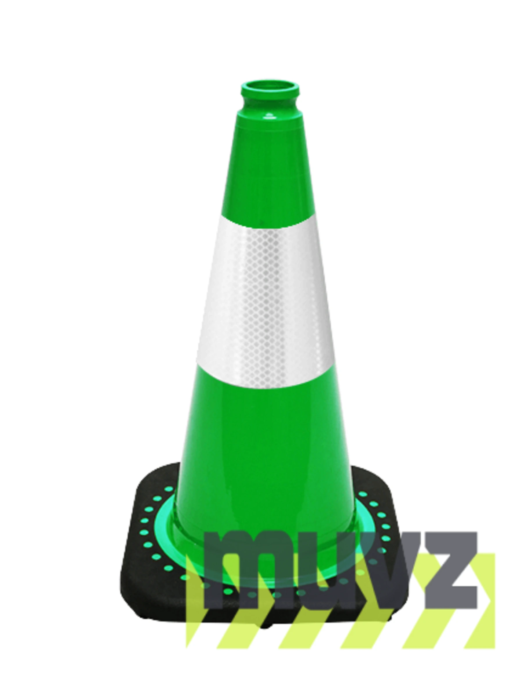 Green 18\" Black Base Cone with 6\" Reflective Collar