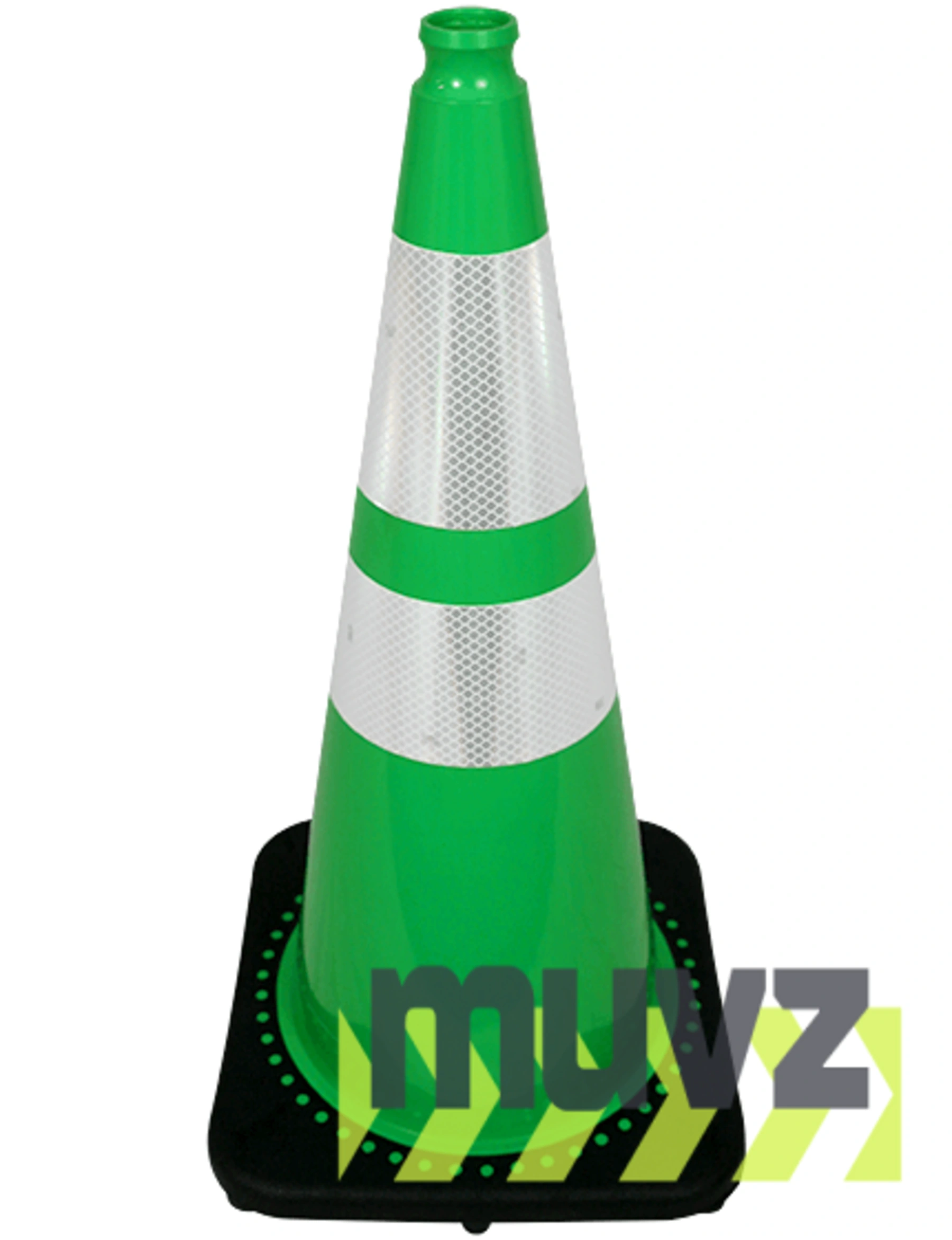 28\" Green Traffic Cone w/6\" \u0026 4\" Reflective Collars