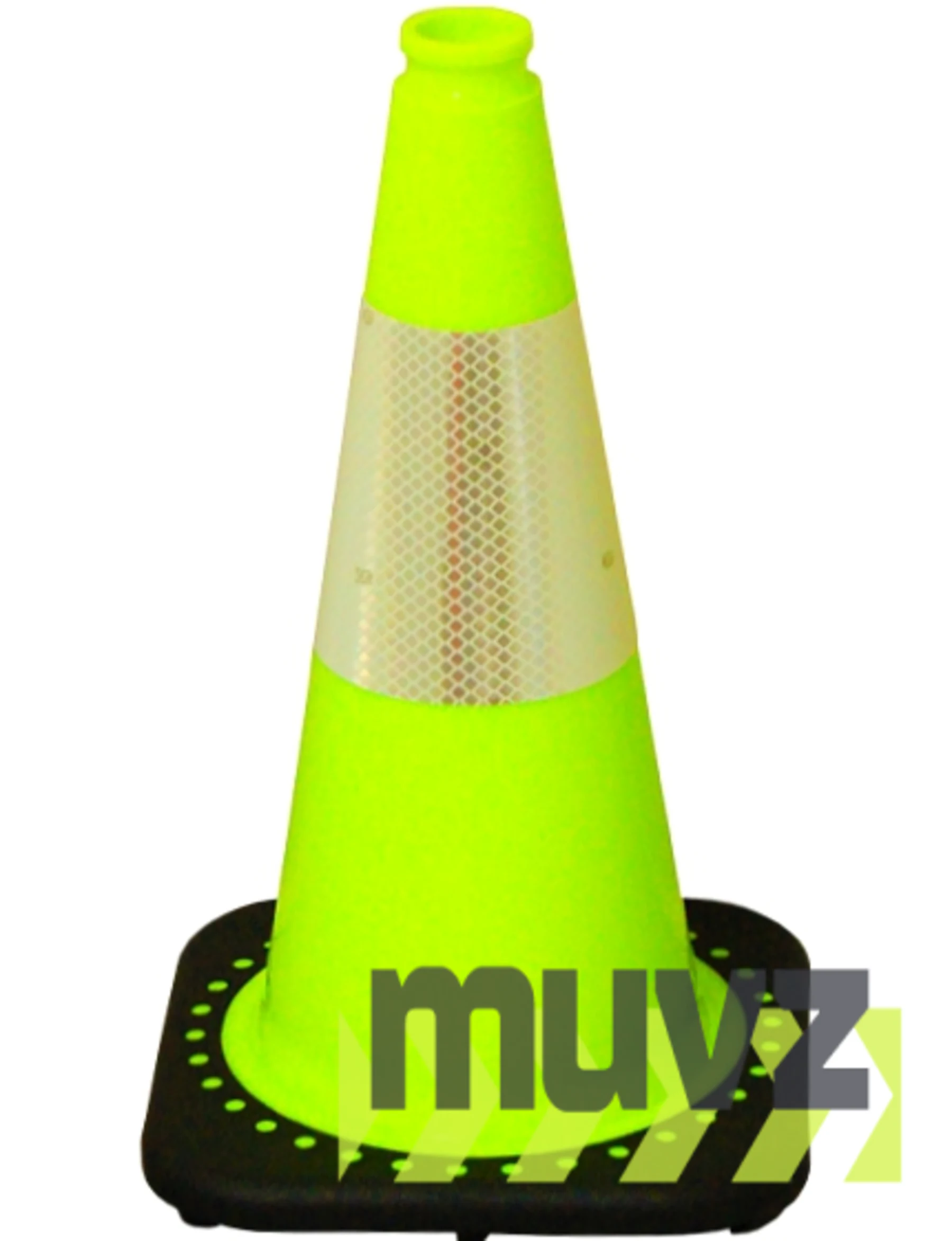 Lime 18\" Black Base Cone with 6\" Reflective Collar