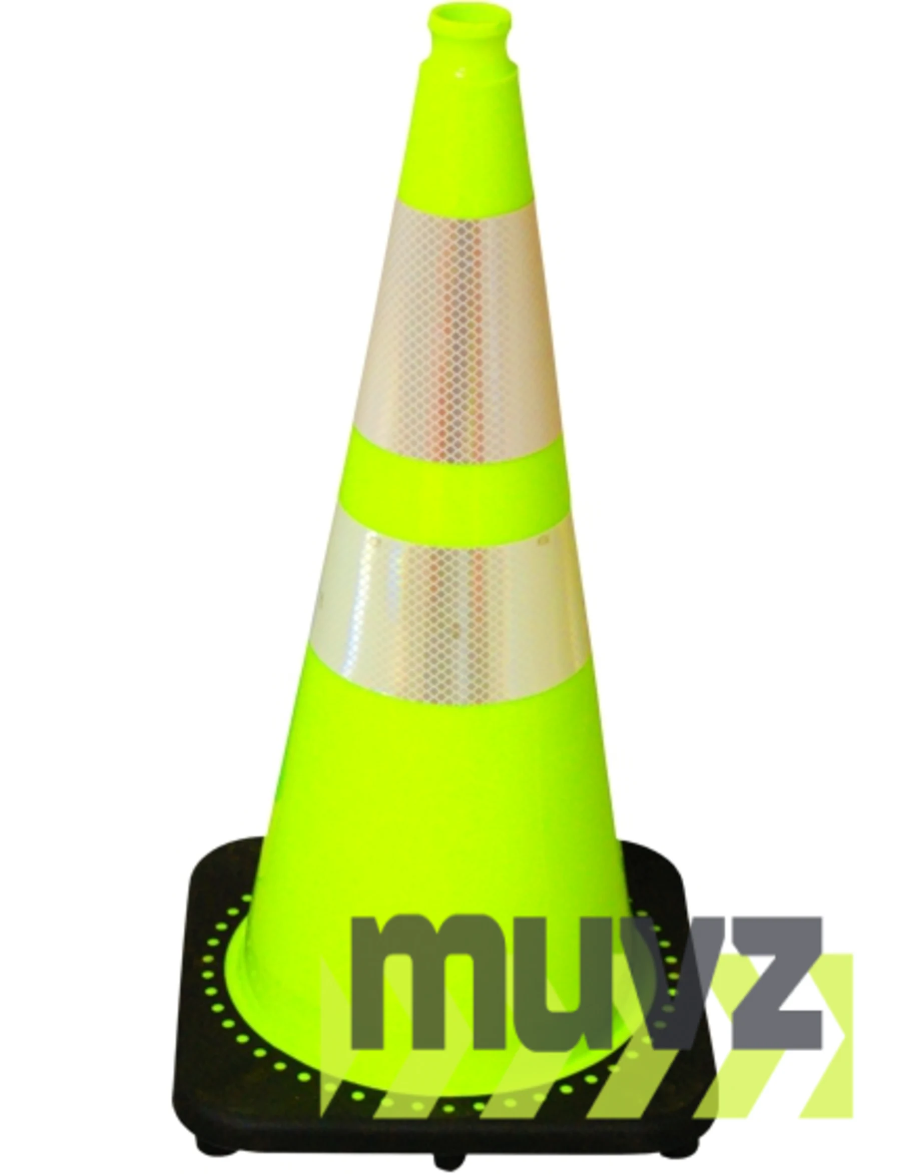 Lime 28\" 7.0 Lb. Black Base Cone with 6\" \u0026 4\" Reflective Collars