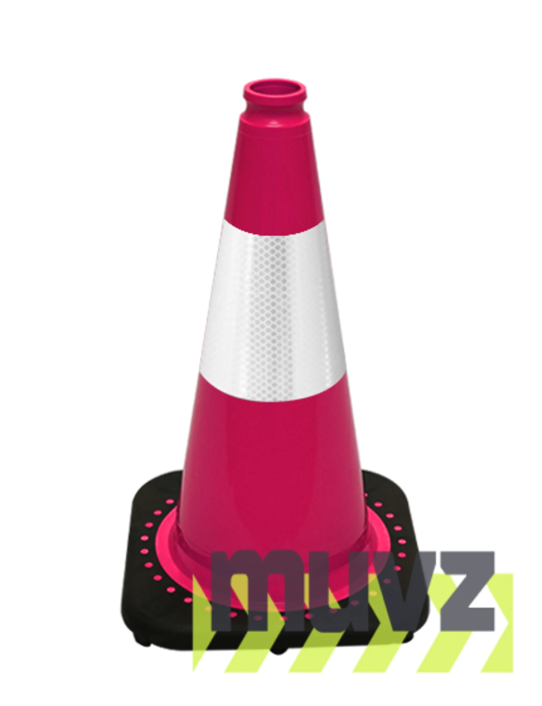 Pink 18\" Black Base Cone with 6\" Reflective Collar