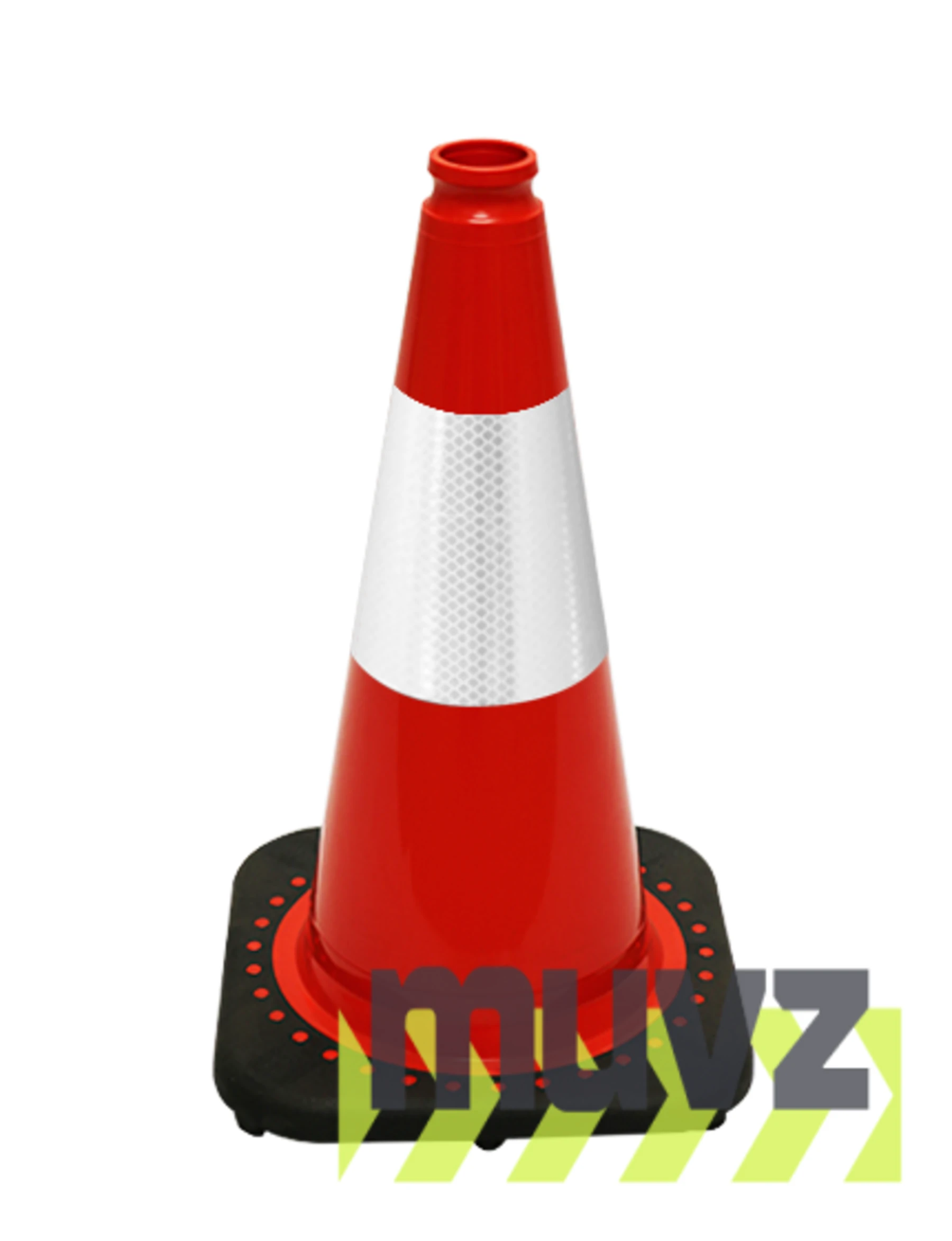Red 18\" Black Base Cone with 6\" Reflective Collar