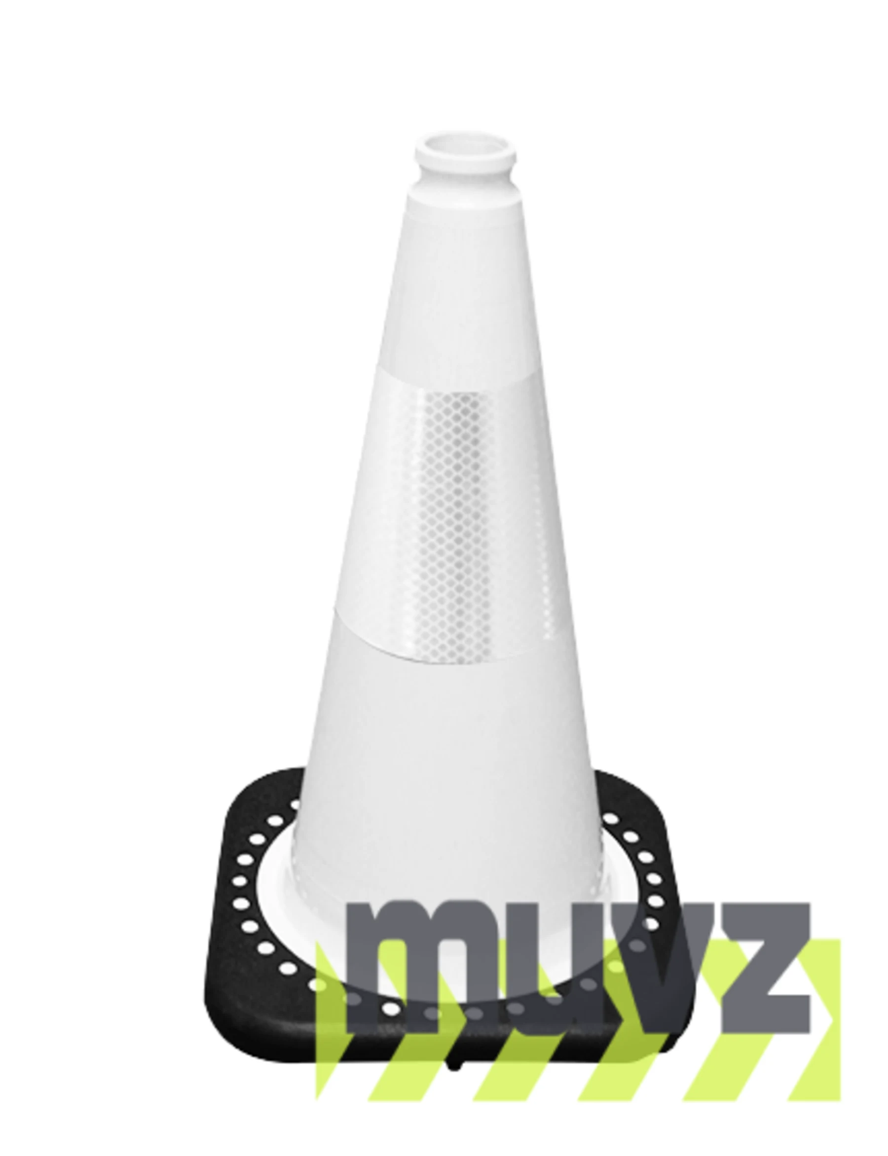 White 18\" Black Base Cone with 6\" Reflective Collar