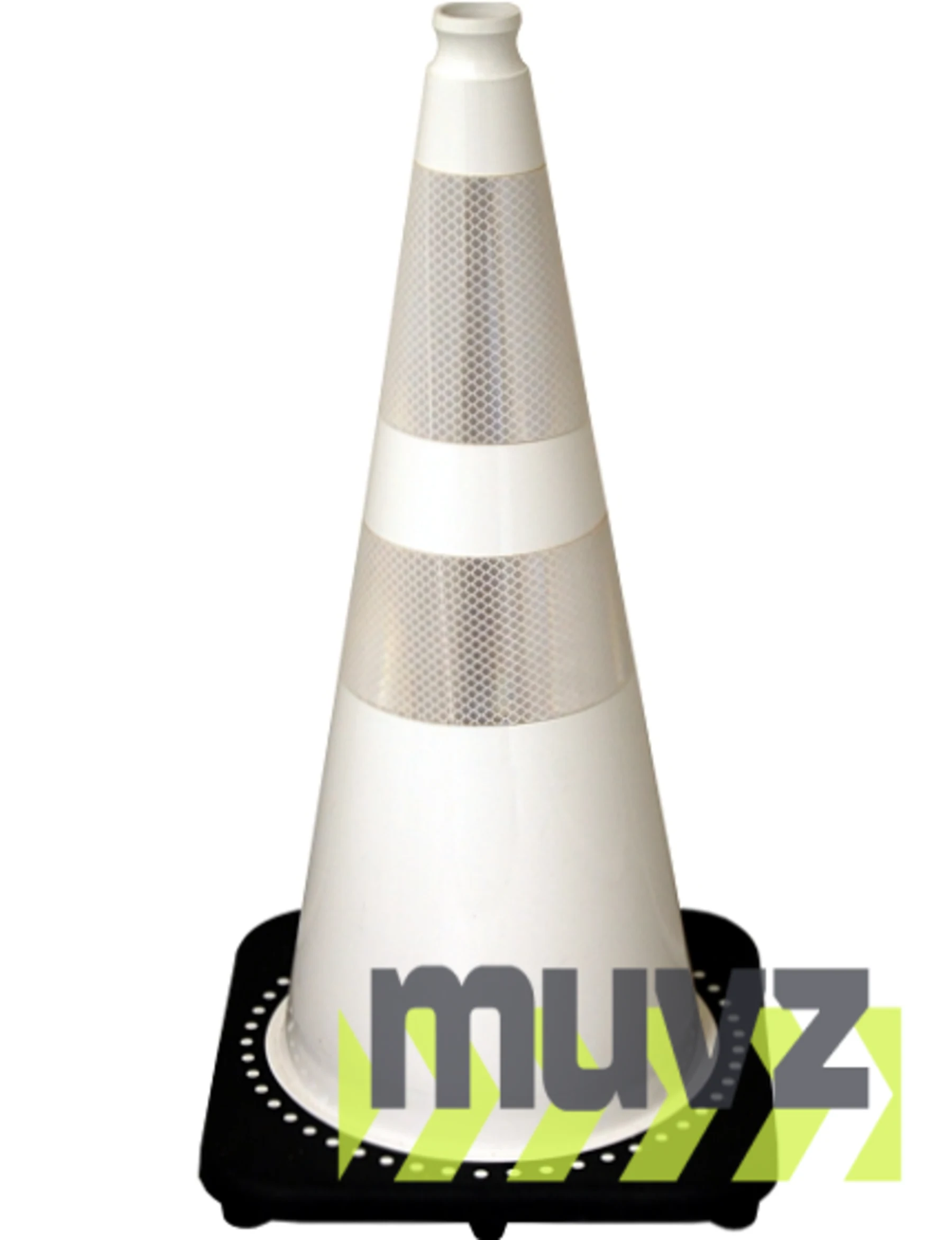 White 28\" 7.0 Lb. Black Base Cone with 6\" \u0026 4\" Reflective Collars