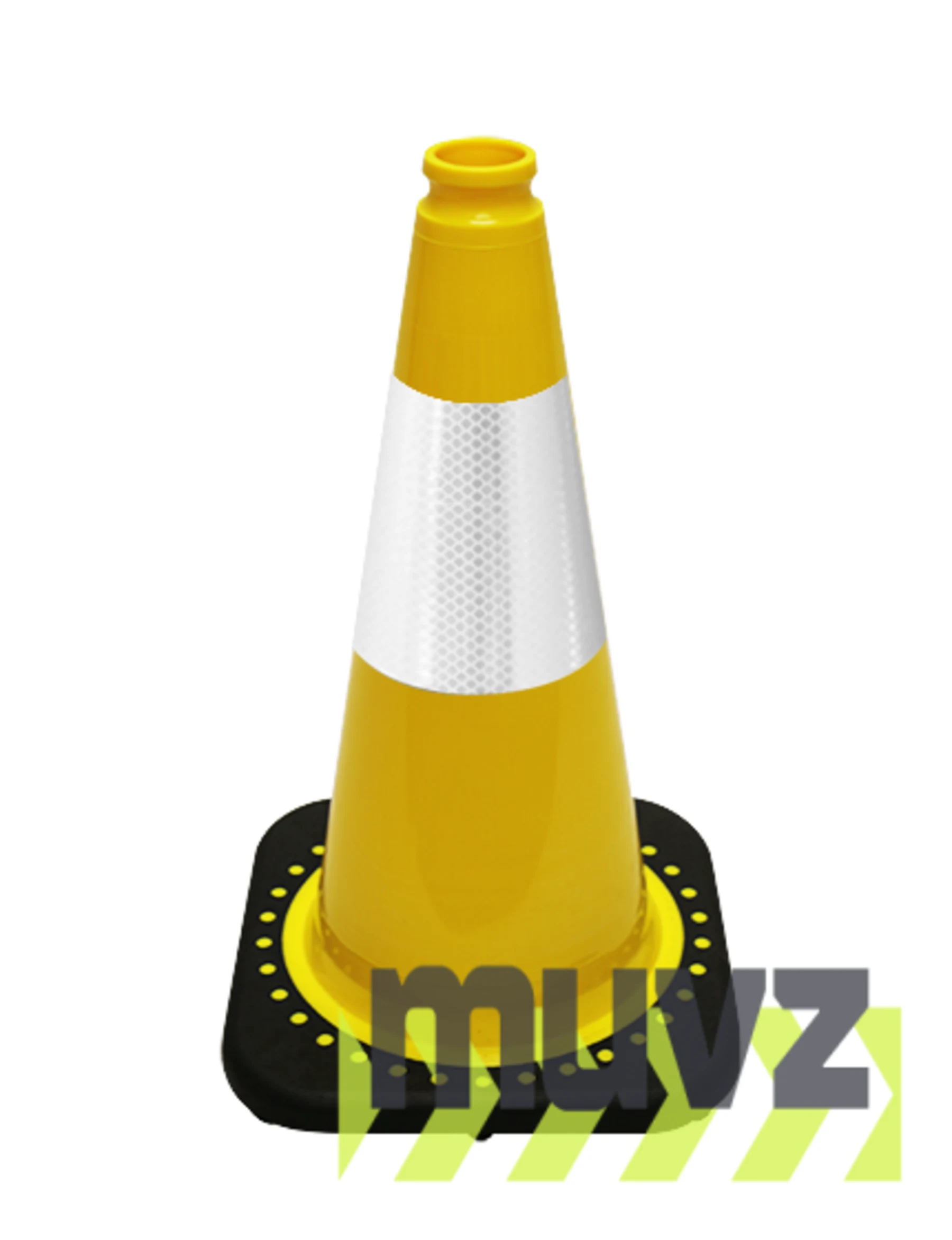 Yellow 18\" Black Base Cone with 6\" Reflective Collar