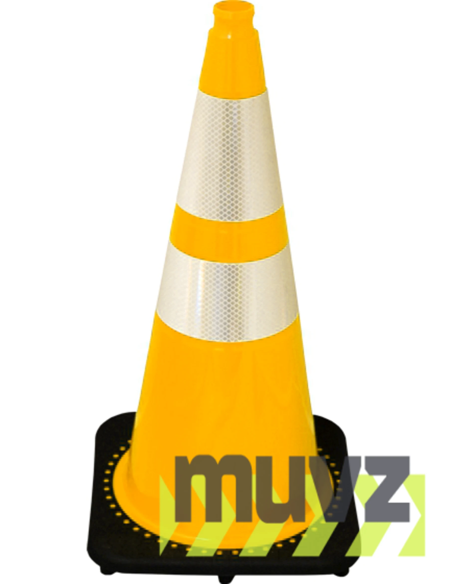 Yellow 28\" 7.0 Lb. Black Base Cone with 6\" \u0026 4\" Reflective Collars