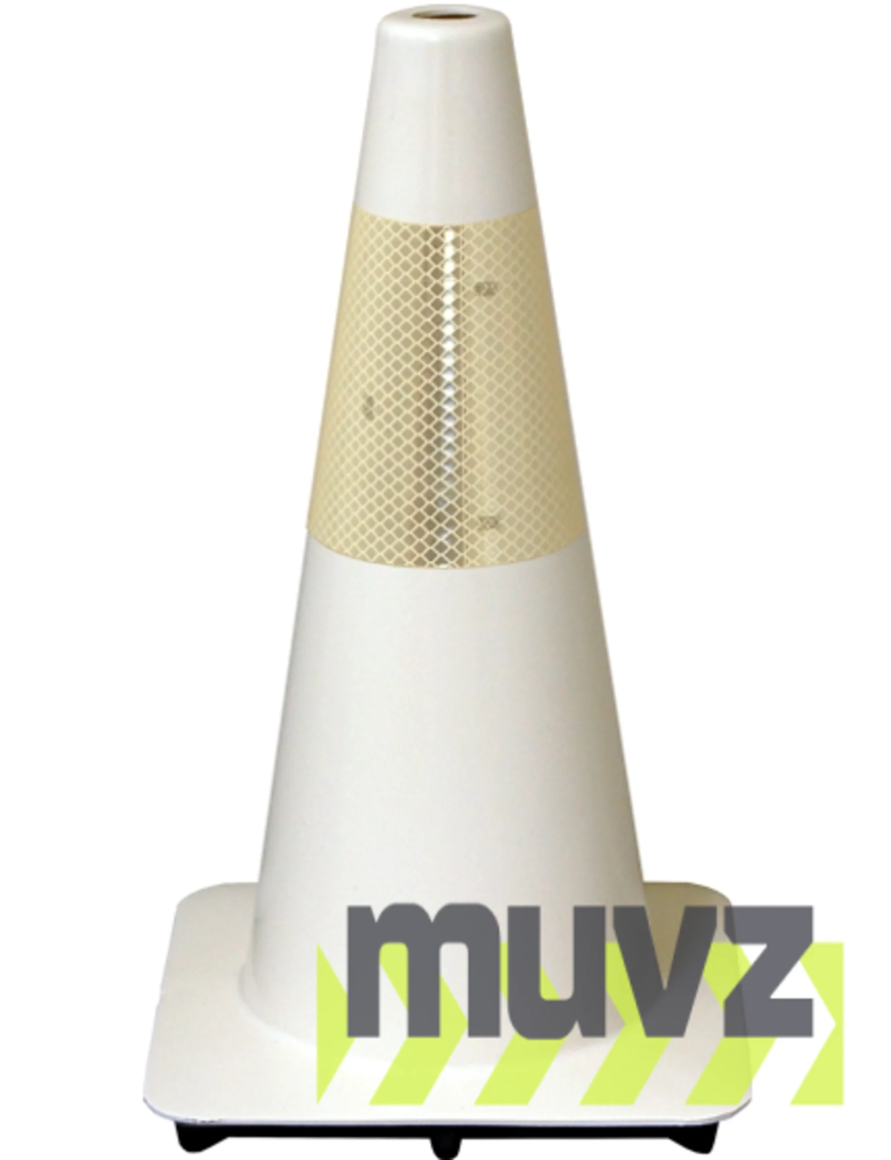 White 18\" Flow Molded Traffic Cone w/6\" Reflective Collar