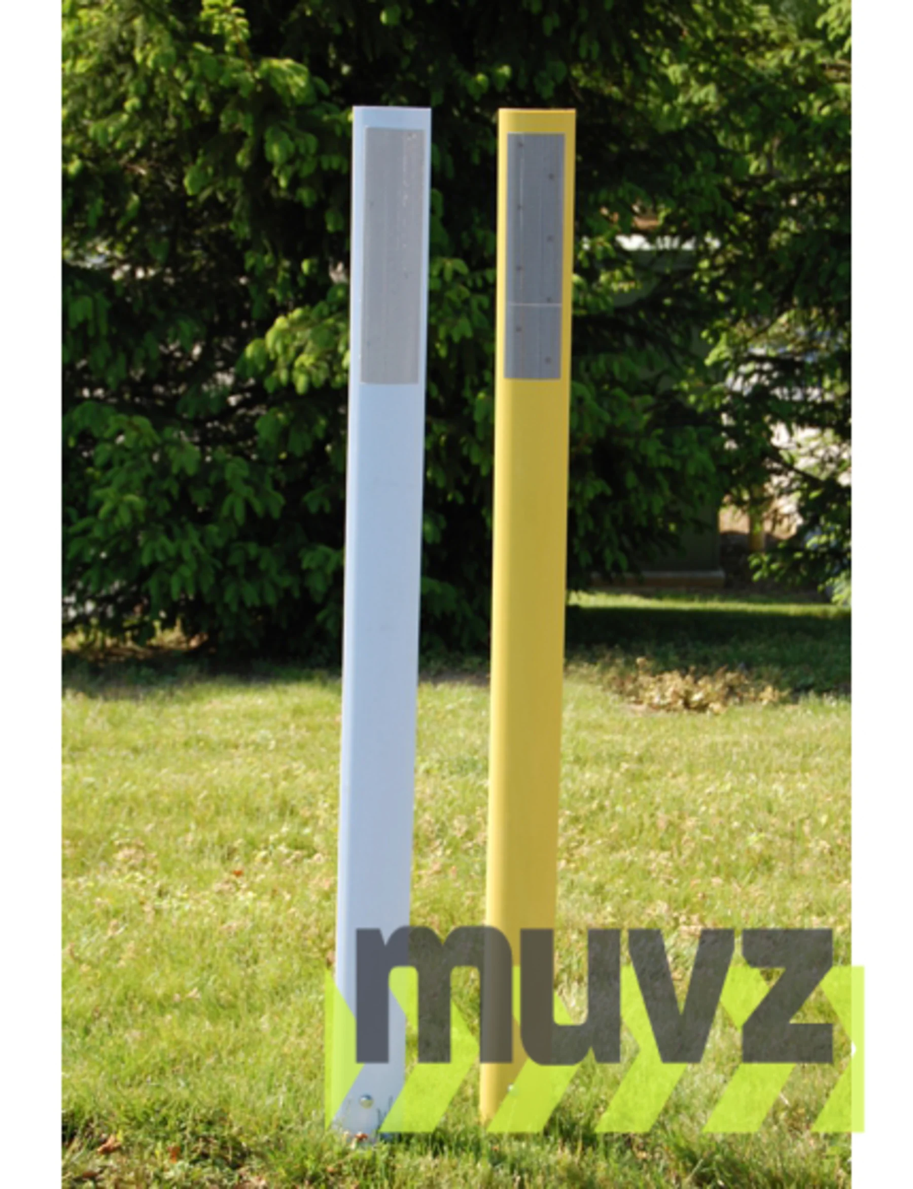 56\" Tall, Reflective, White, Flexible Delineator Post w/12\" Galvanized U-Channel Stake