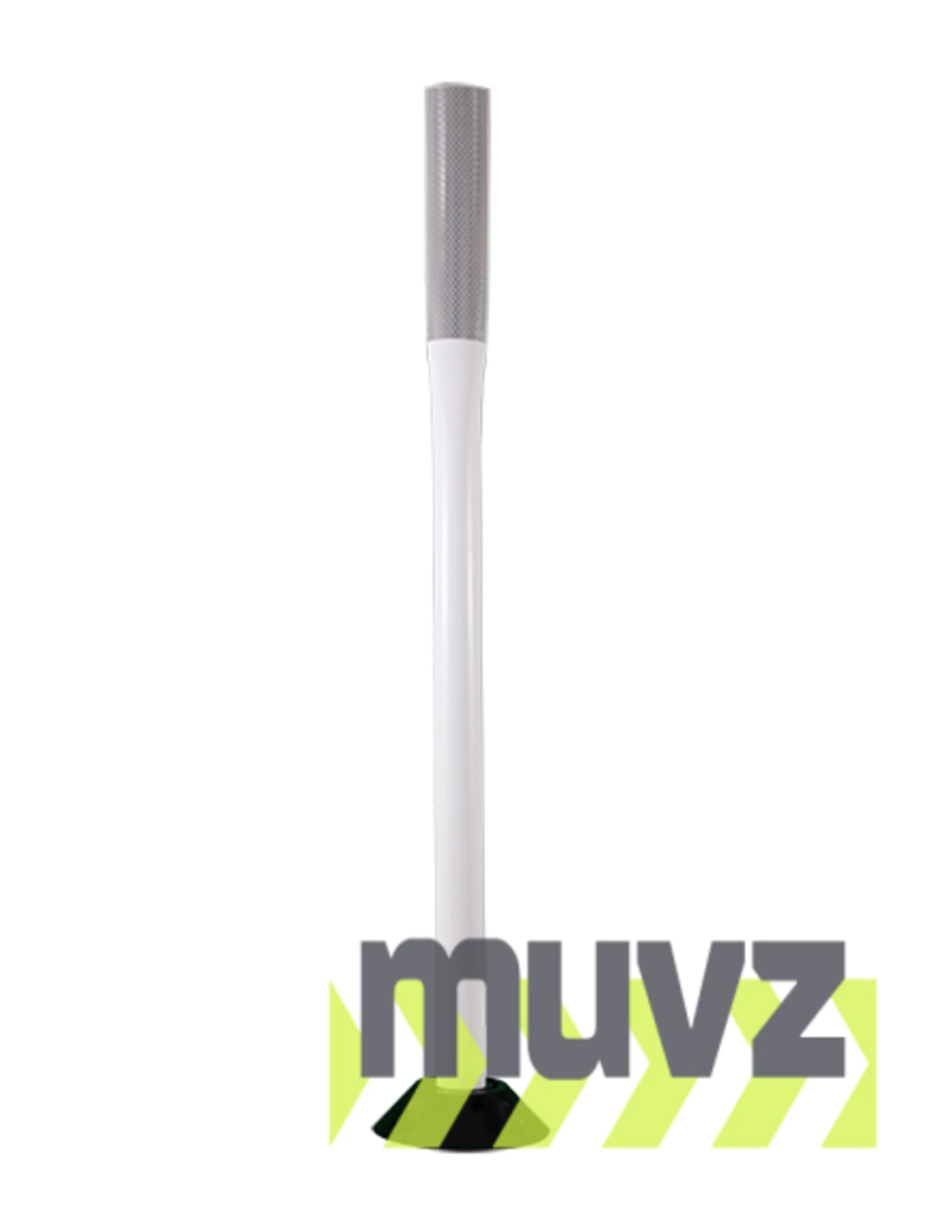 48\" White Flat Faced Delineator with one (1) 2\"X 12\" white reflective strip \u0026 Asphalt Hardware