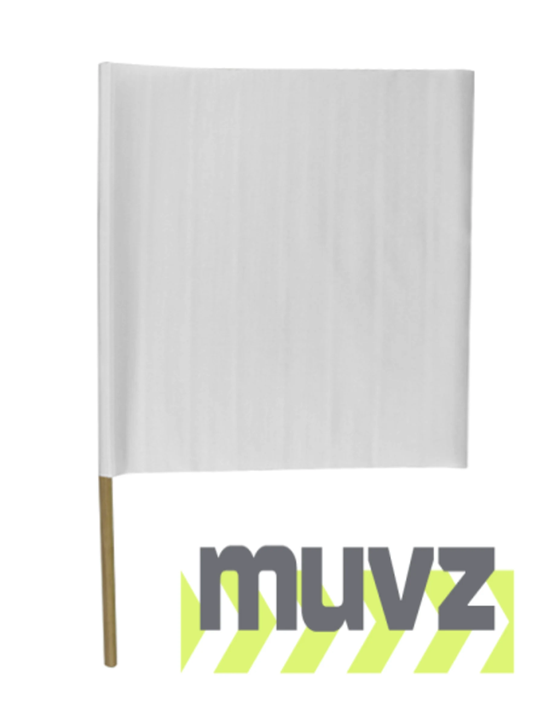 20\" x 20\" White Airport Barricade Flag with 30\" Wooden Handle