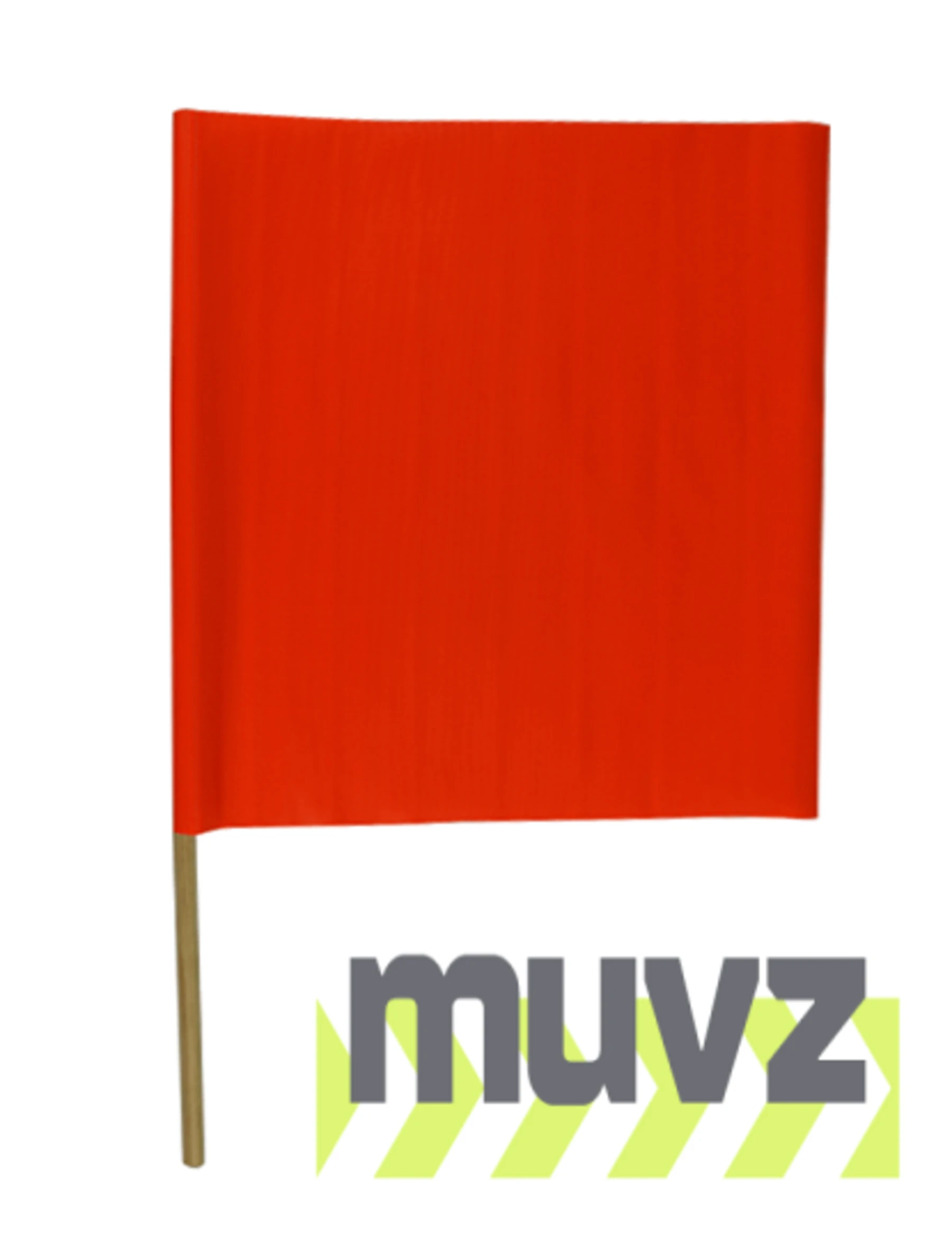 24\" Orange Vinyl Warning Flag with 36\" Wooden Dowel Handle