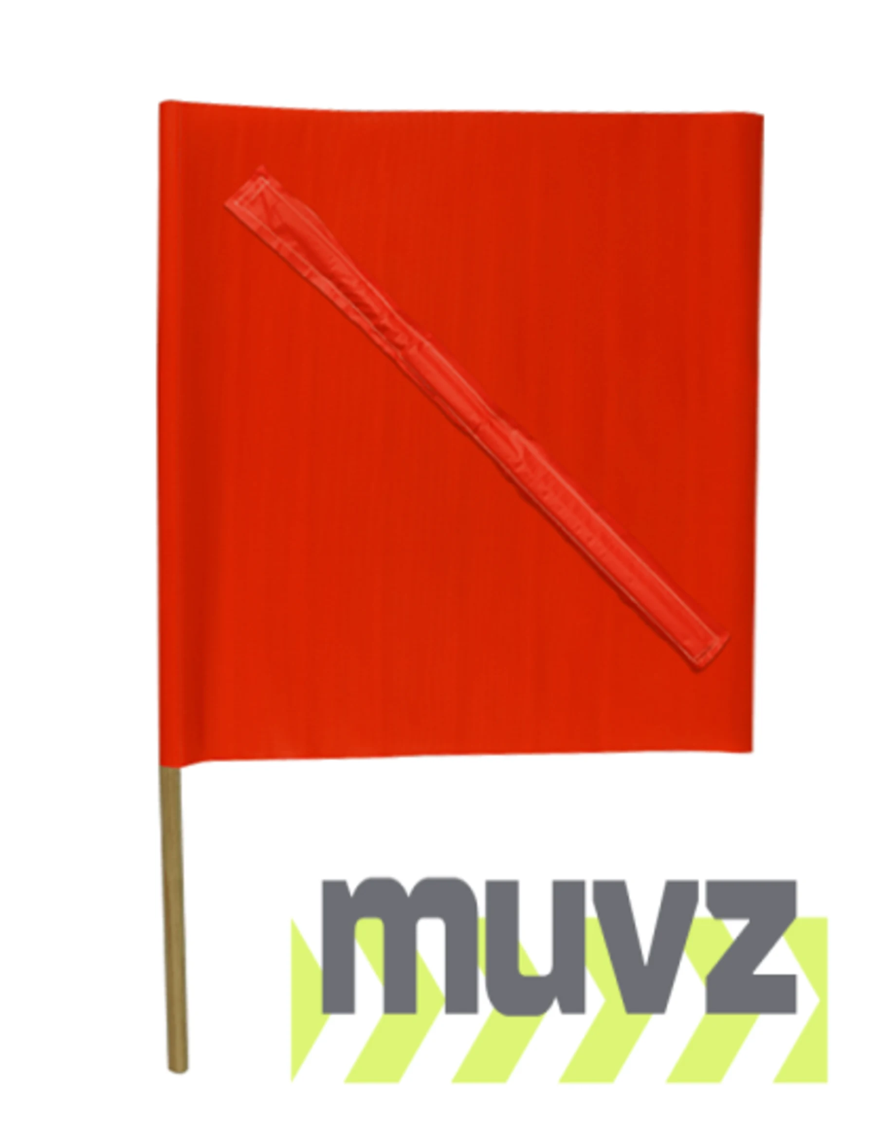 24\" x 24\" Red Flag with 36\" Staff and No-Foul Batten sewn in