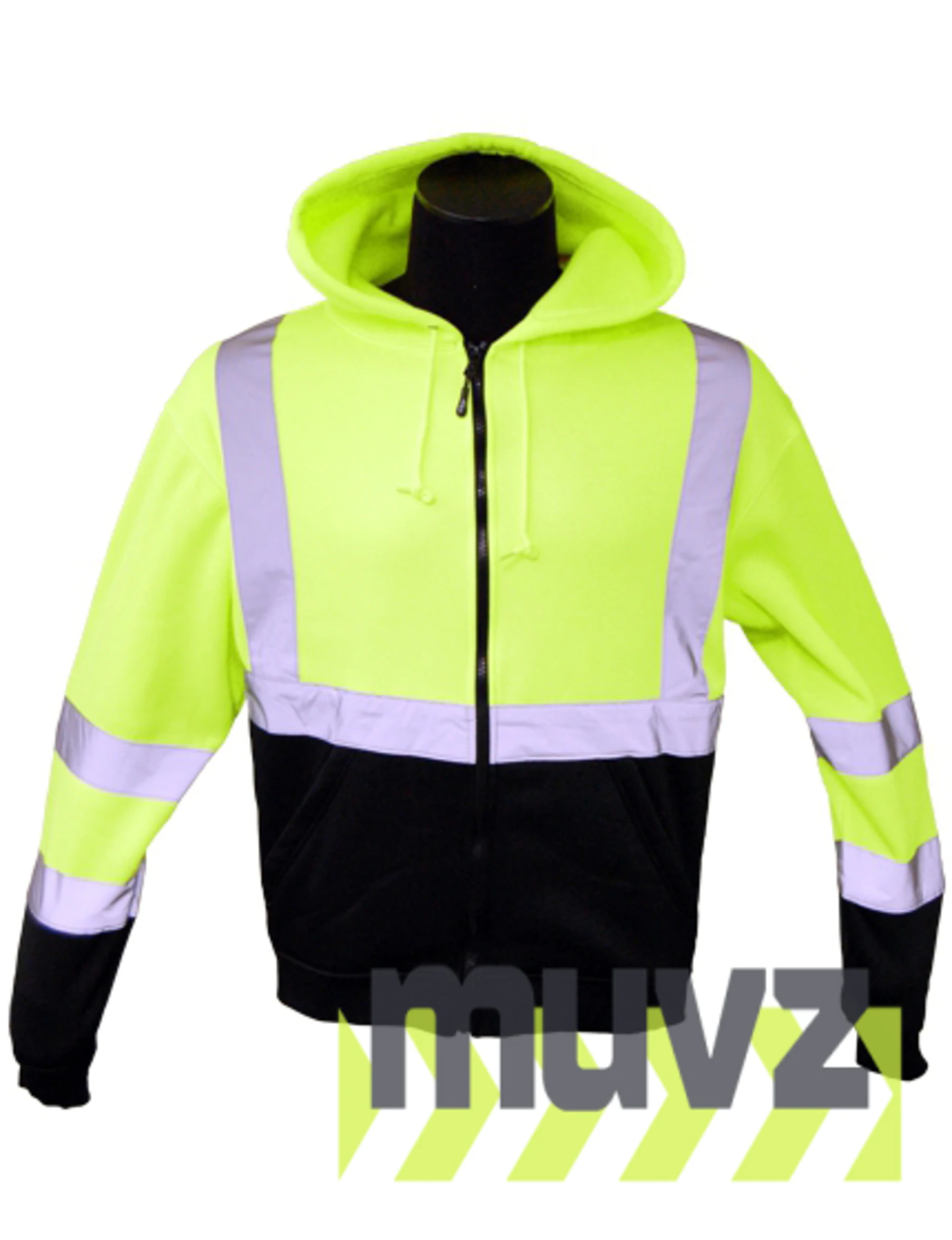 Class 3, Lime, Hooded Full Zipper Sweatshirt, Medium