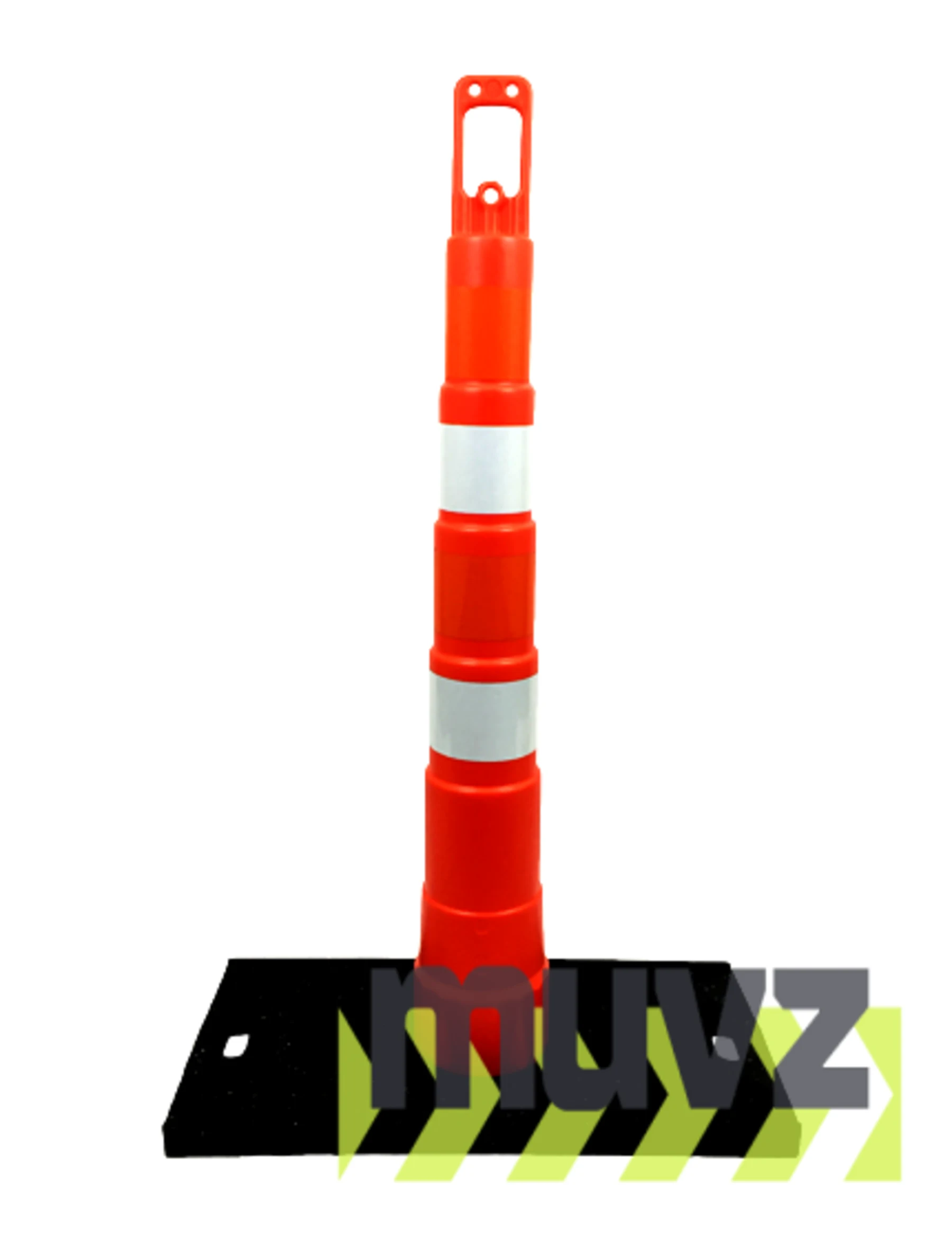 42\" Channelizer Cone with Four (4) 4\" EG Reflective Collar and 30 Lb. Recycled Rubber Base