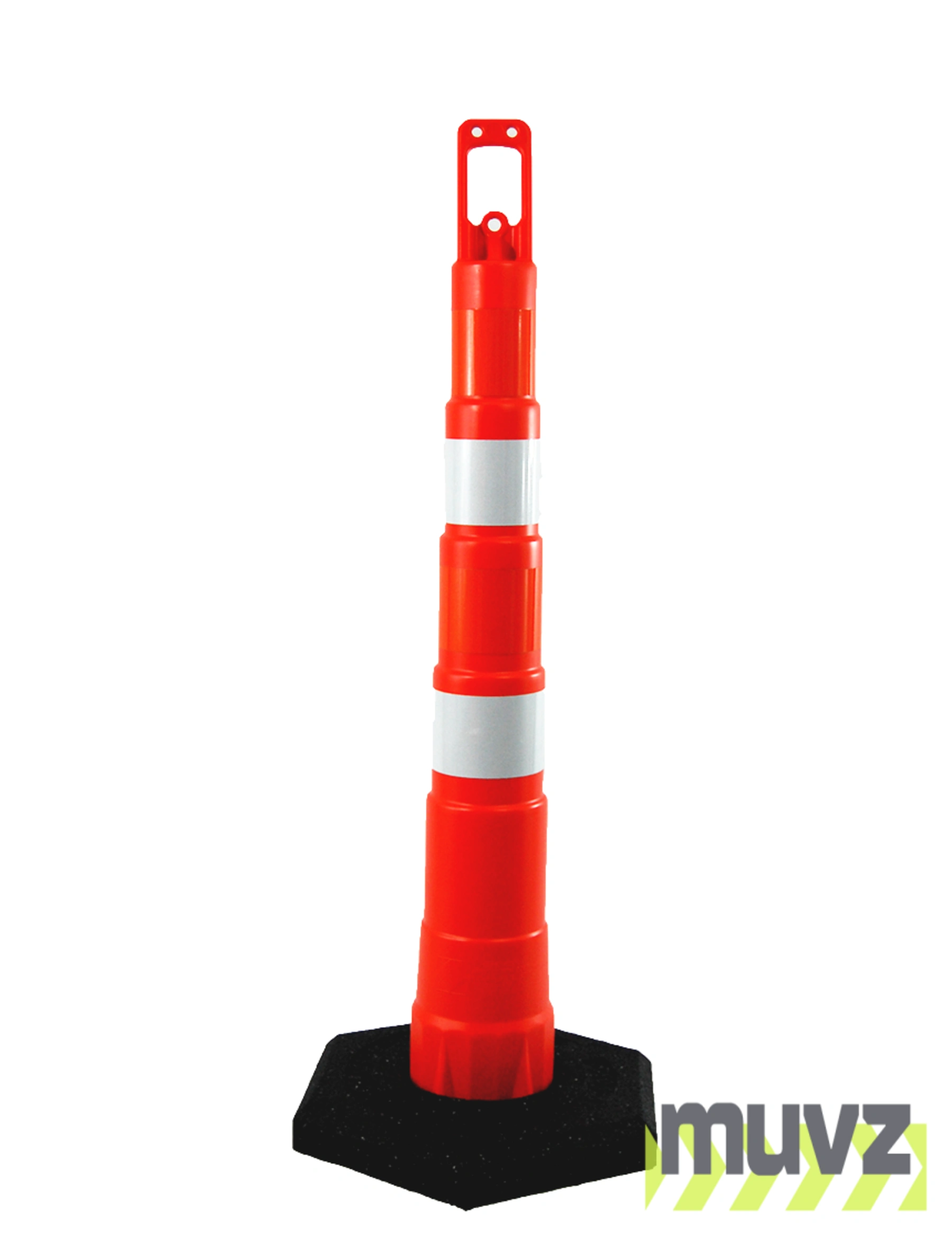 42\" Channelizer Cone with Four (4) 4\" HI Reflective Collar and 16 Lb. Recycled Rubber Base