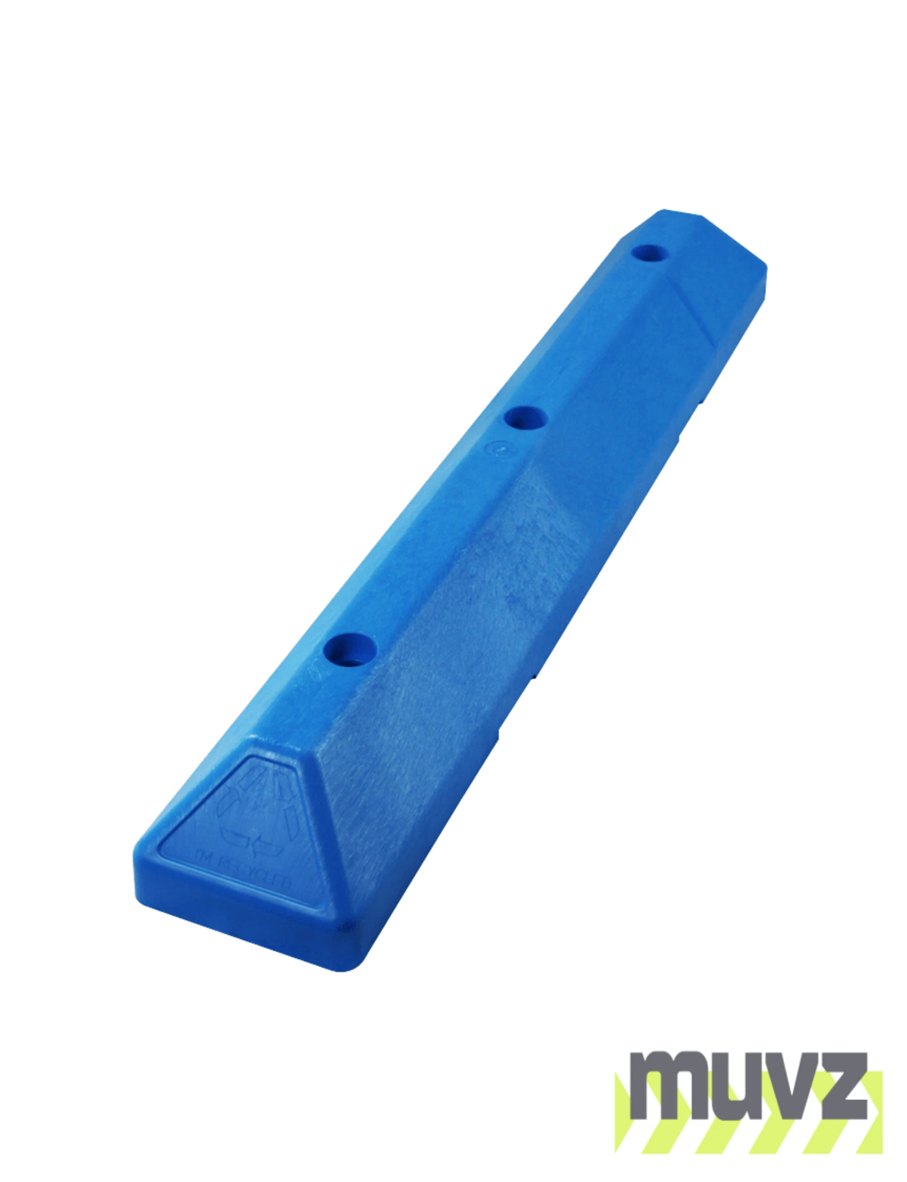 3\u0027 Blue Recycled Plastic \u0027Commercial\u0027 Parking Block w/three 14\" Galvanized Rebar Steel Spikes