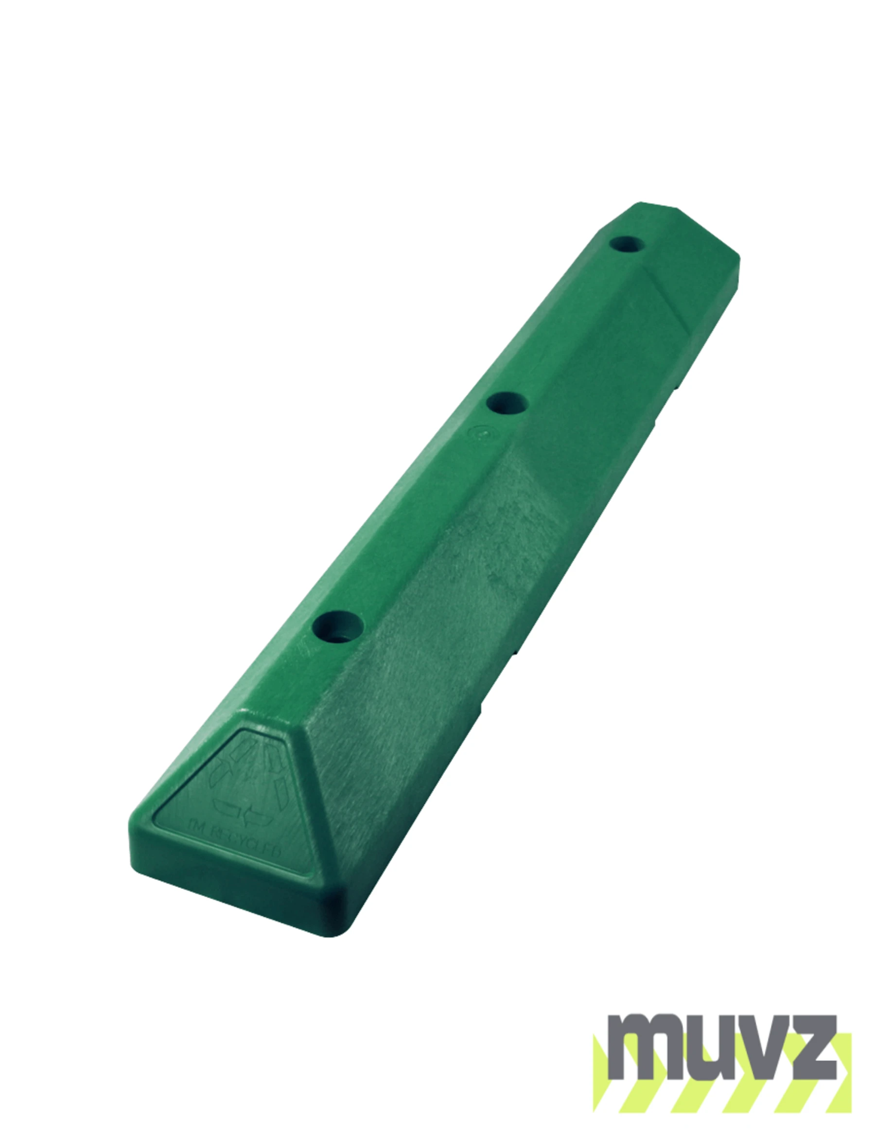 3\u0027 Green EV Recycled Plastic \u0027Commercial\u0027 Parking Block w/three 14\" Galvanized Rebar Steel Spikes