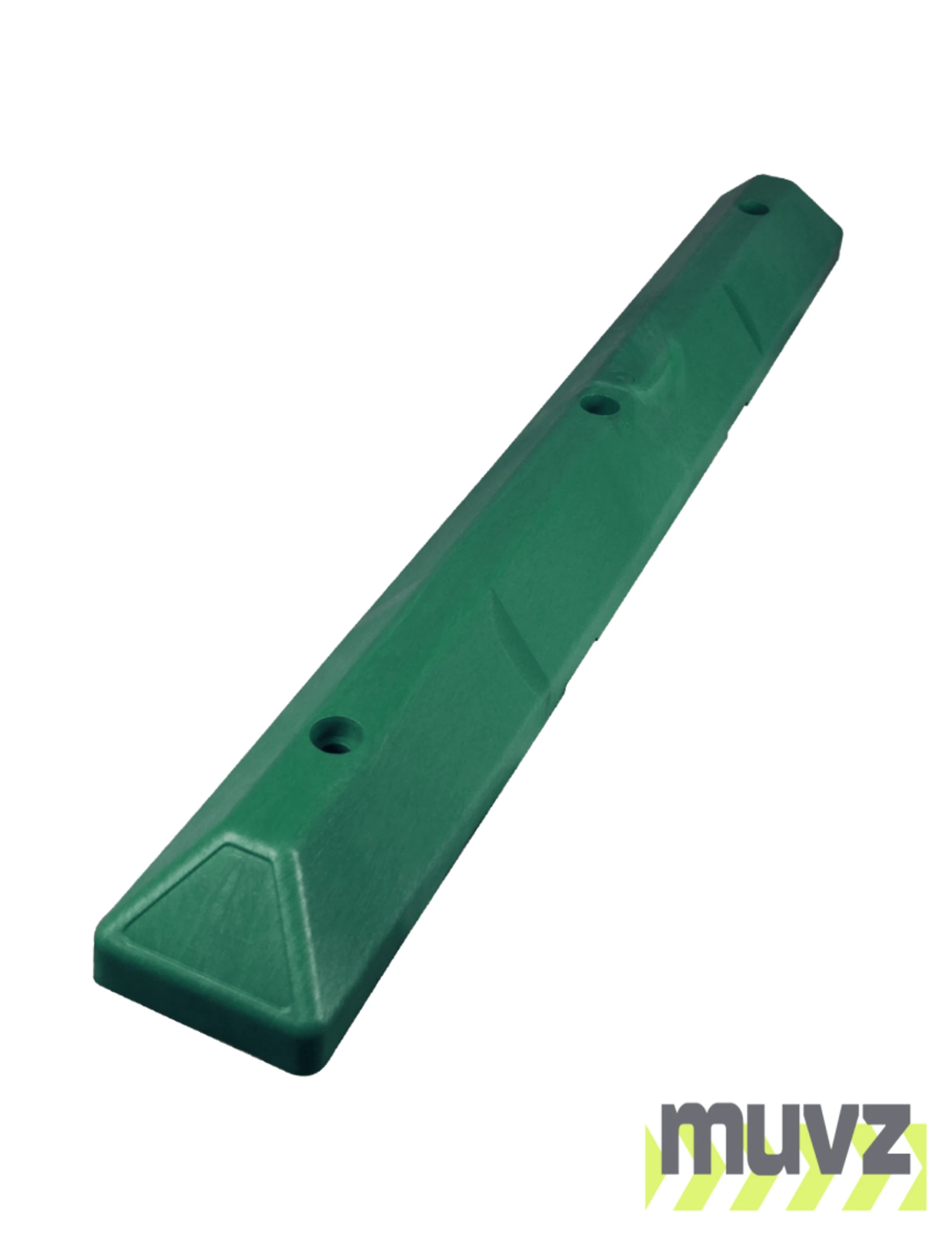 4\u0027 Green EV Recycled Plastic \u0027Commercial\u0027 Parking Block w/three 12\" Galvanized Steel Spikes