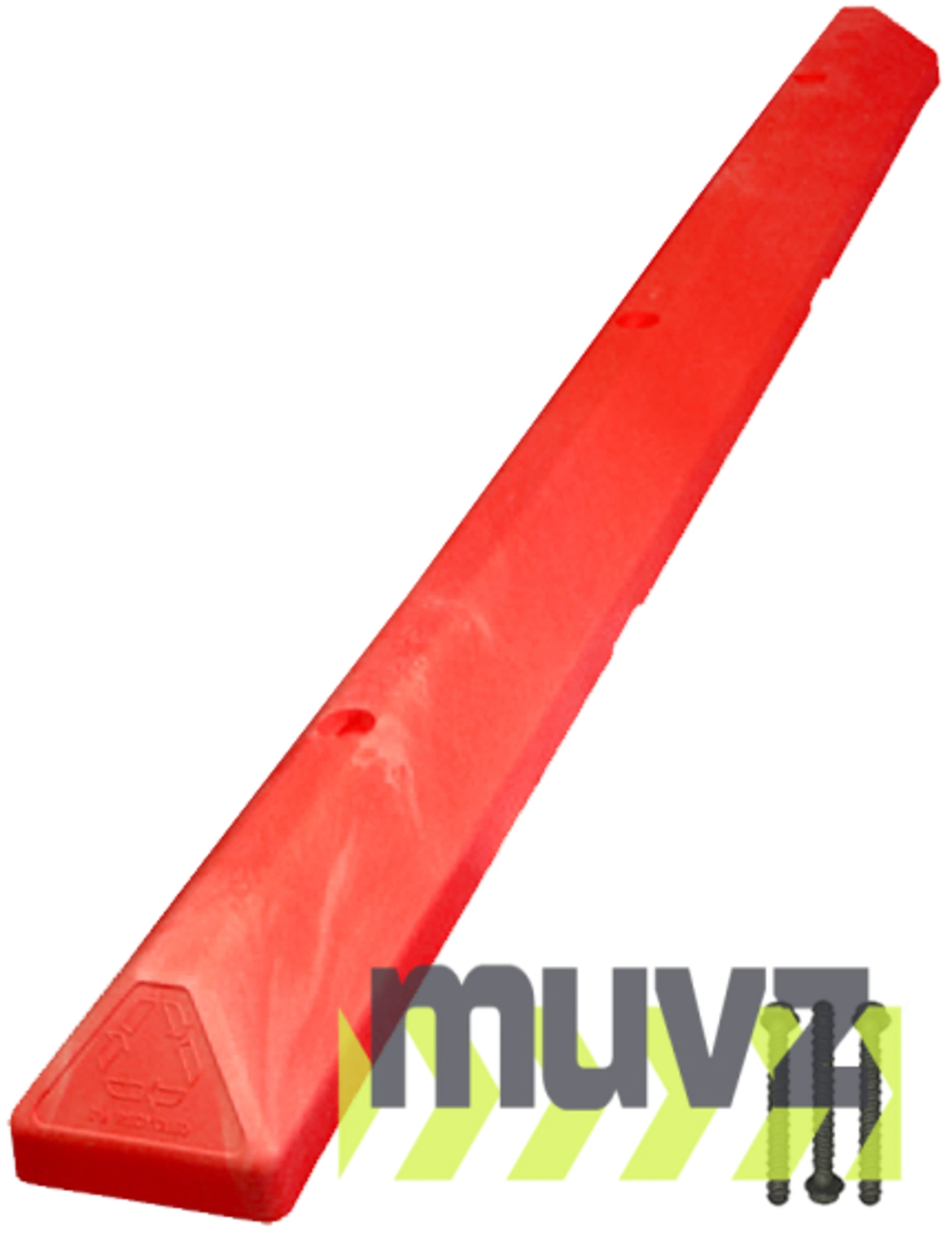 6\u0027 Red \u0027Commercial\u0027 Parking Block with three (3) Wedge-Bolt fasteners for Concrete