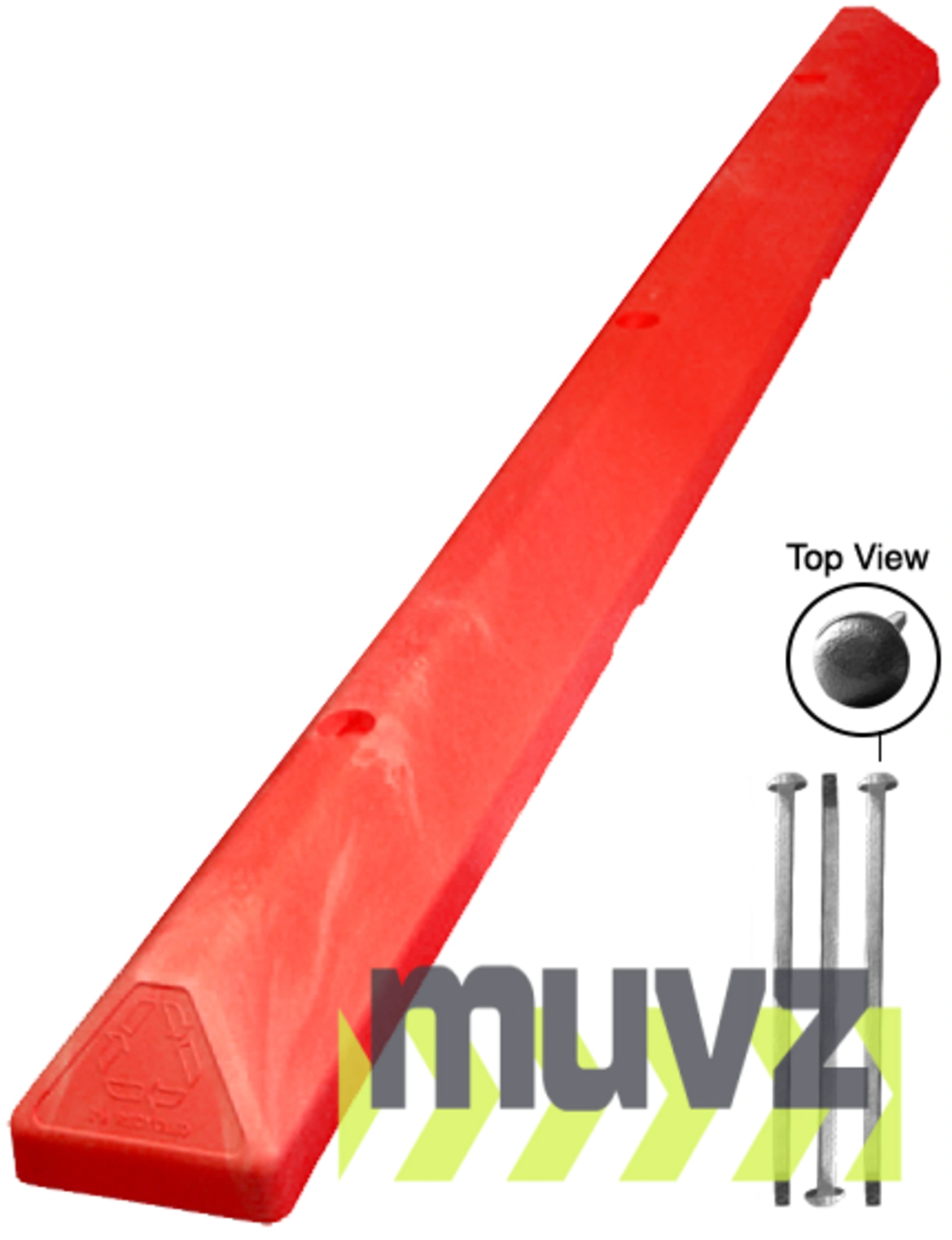6\u0027 Red Recycled Plastic \u0027Commercial\u0027 Parking Block w/three 12\" Galvanized Steel Spikes