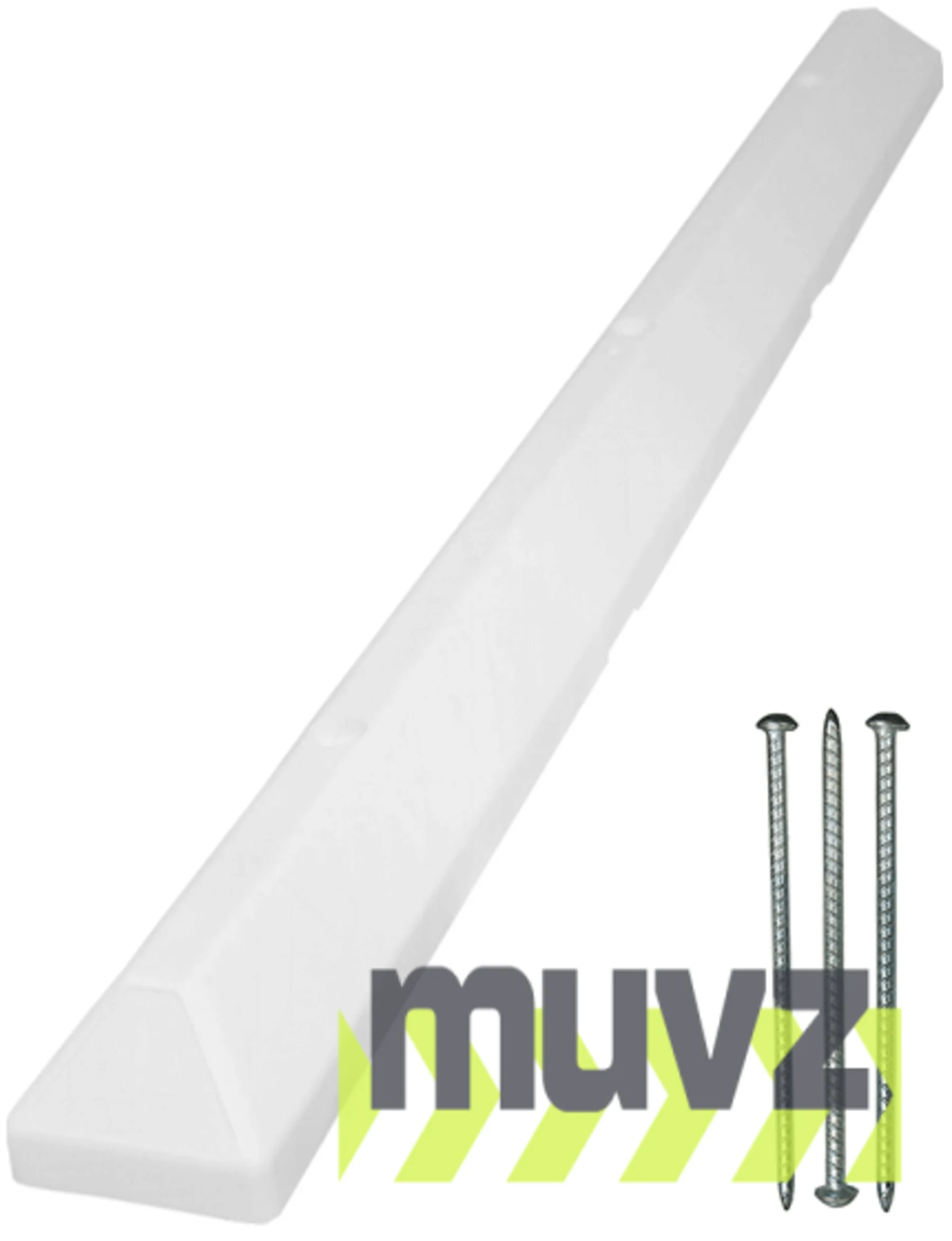 6\u0027 White Recycled Plastic \u0027Commercial\u0027 Parking Block w/three 14\" Galvanized Rebar Steel Spikes