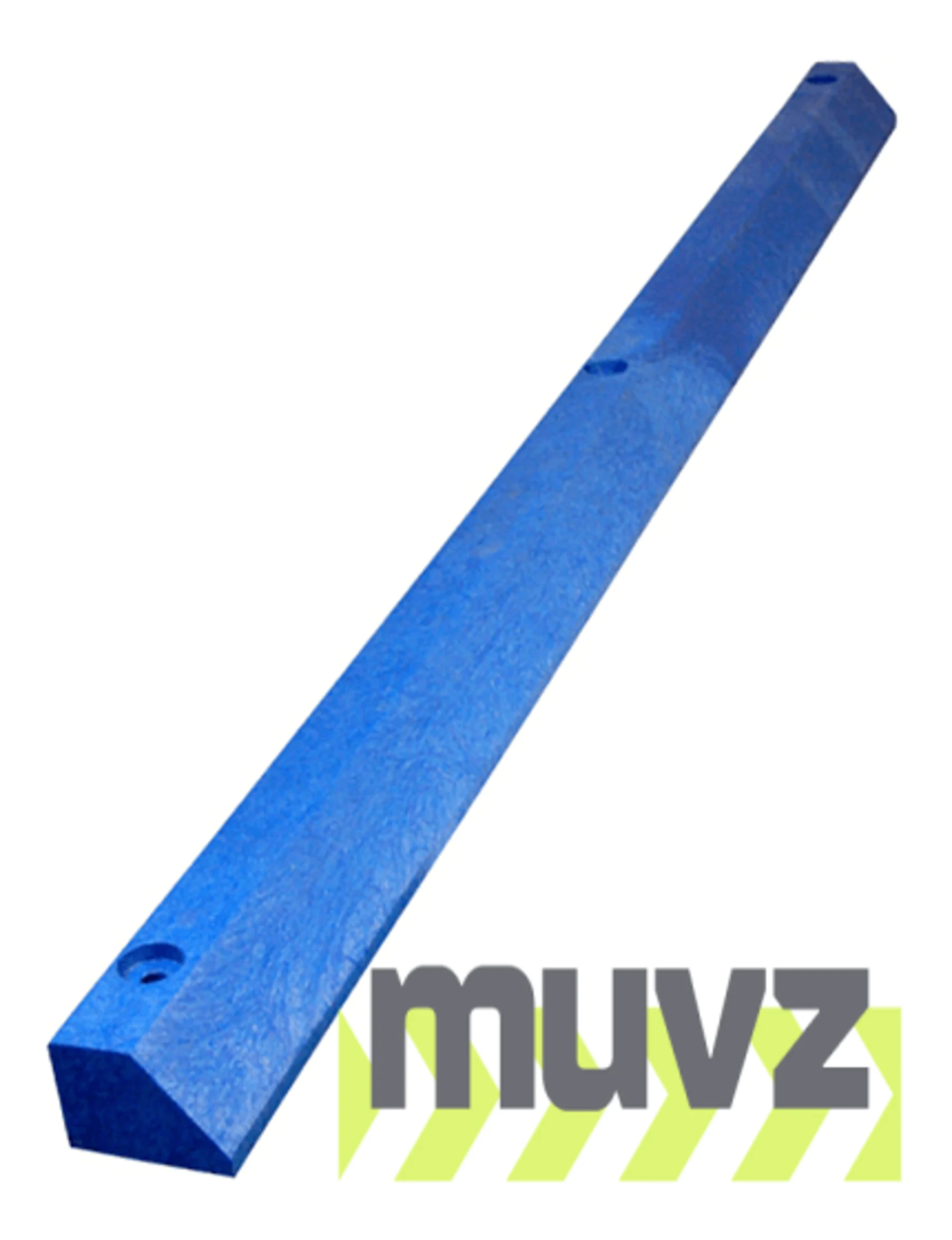 6\u0027 Blue, Economy Solid Recycled Plastic Parking Block w/14\" Galvanized Rebar Steel Spikes