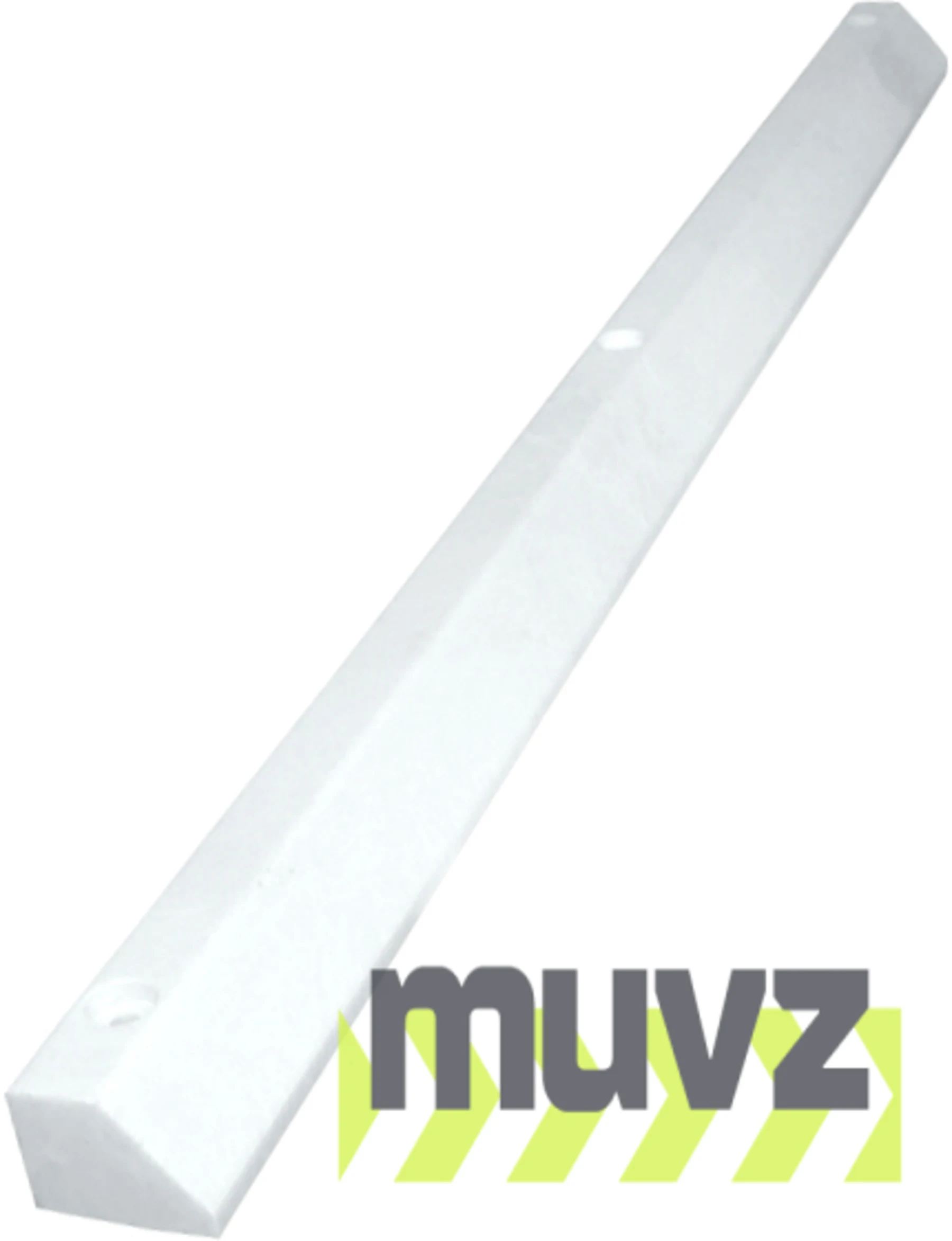 6\u0027 White, Economy Solid Recycled Plastic Parking Block w/8\" Lags \u0026 Anchors