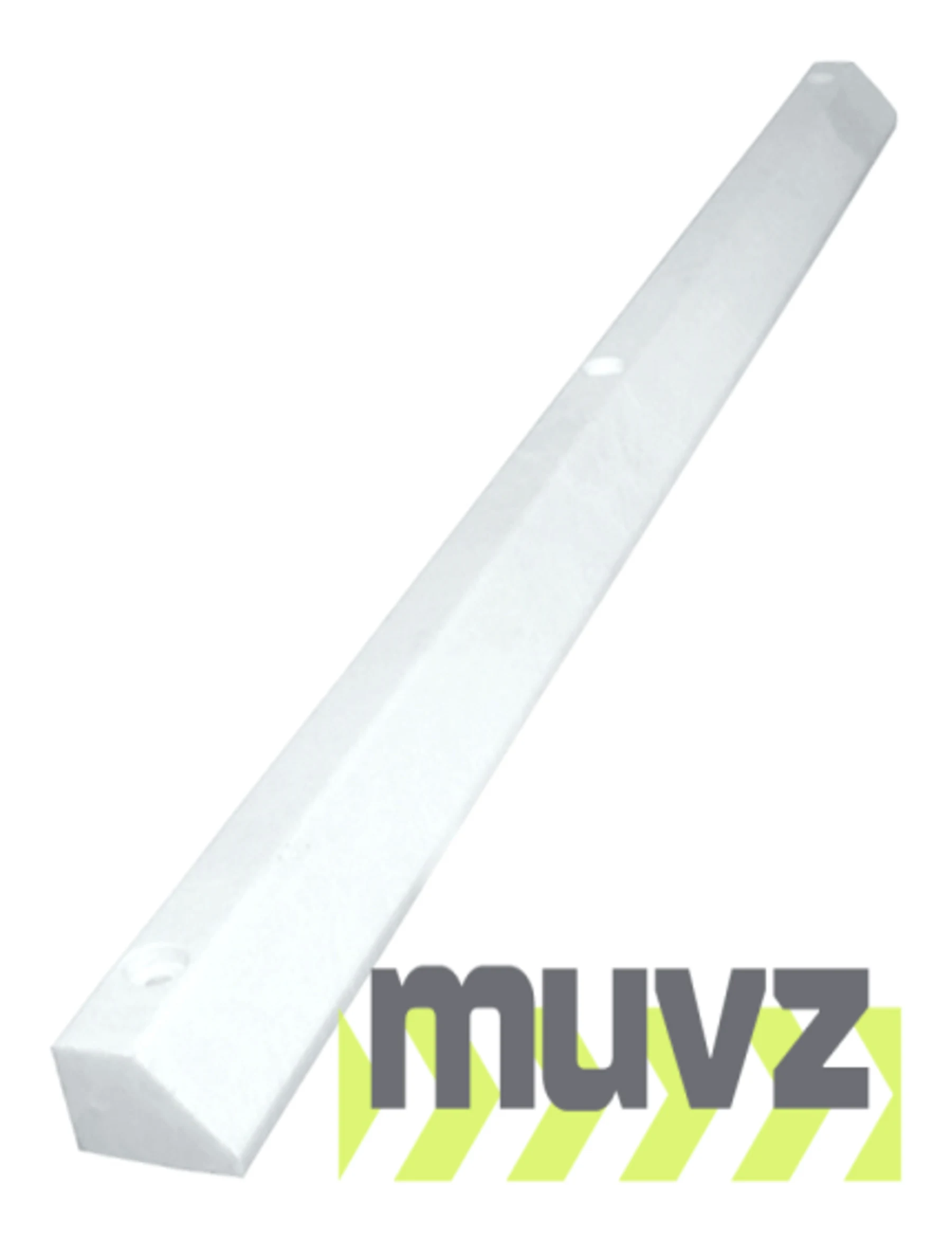 6\u0027 White, Economy Solid Recycled Plastic Parking Block w/14\" Galvanized Rebar Steel Spikes