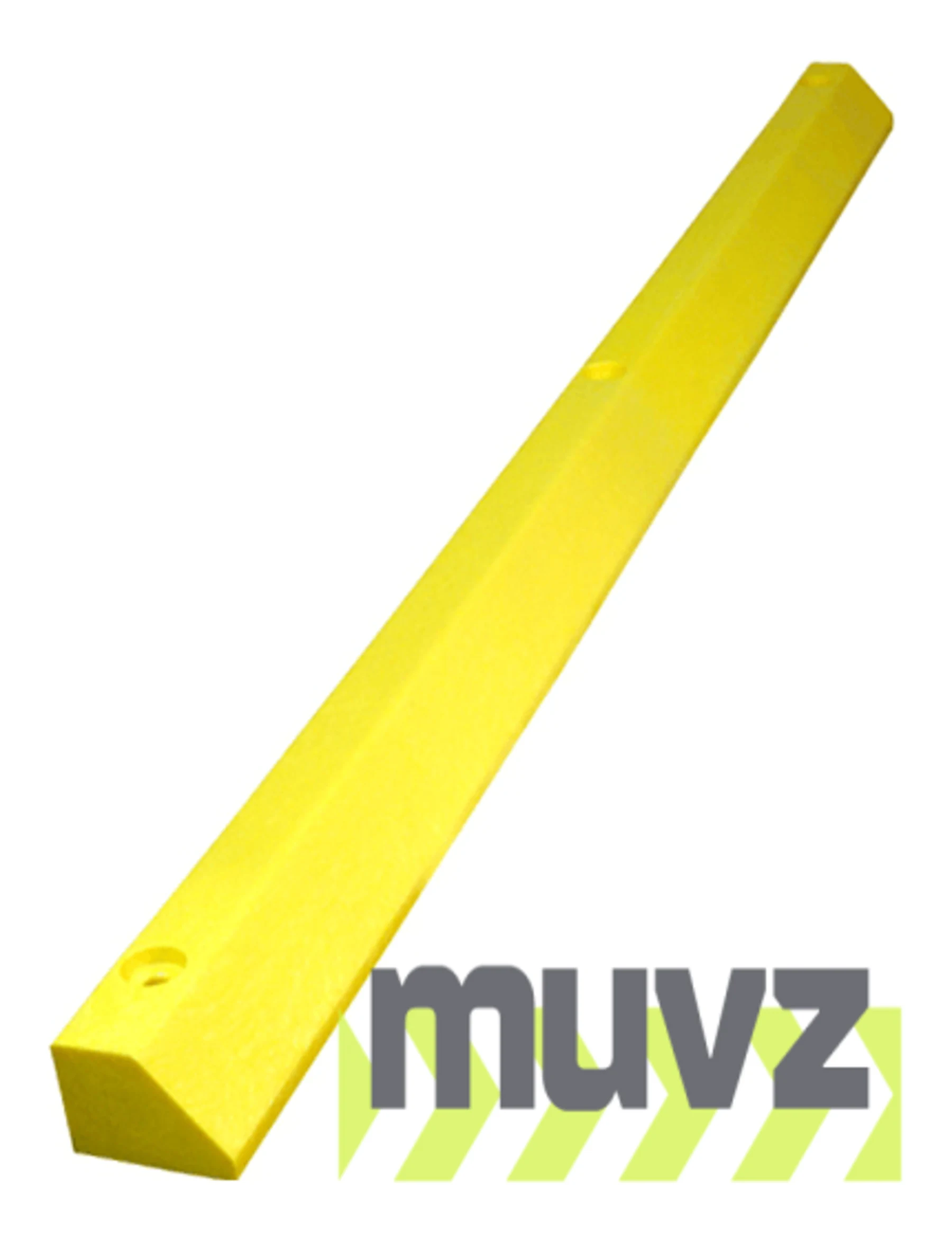 6\u0027 Yellow, Economy Solid Recycled Plastic Parking Block w/14\" Galvanized Rebar Steel Spikes